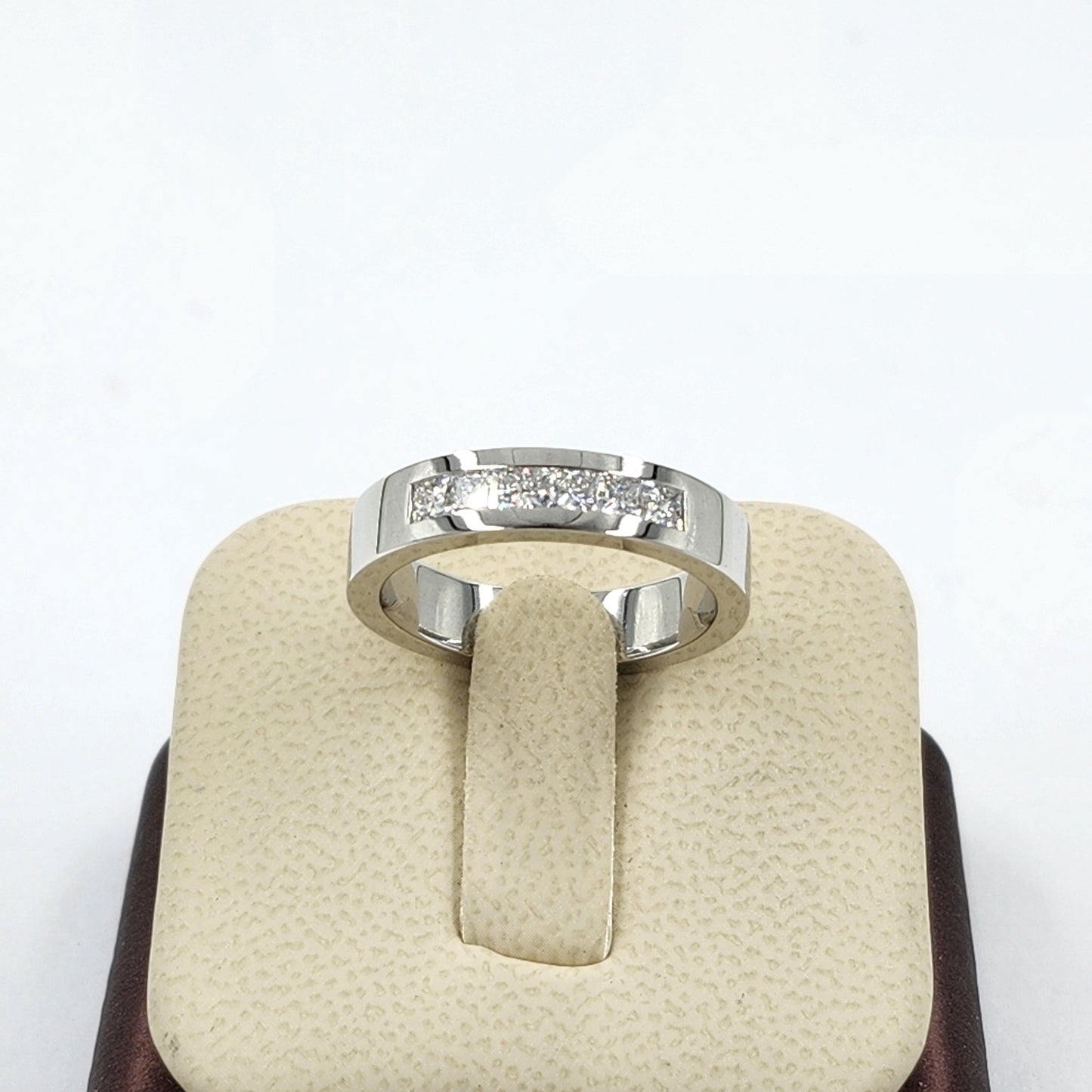 Handmade Princess Cut Diamond Man's Ring - 5mm Platinum Wedding Ring - Anniversary gift
