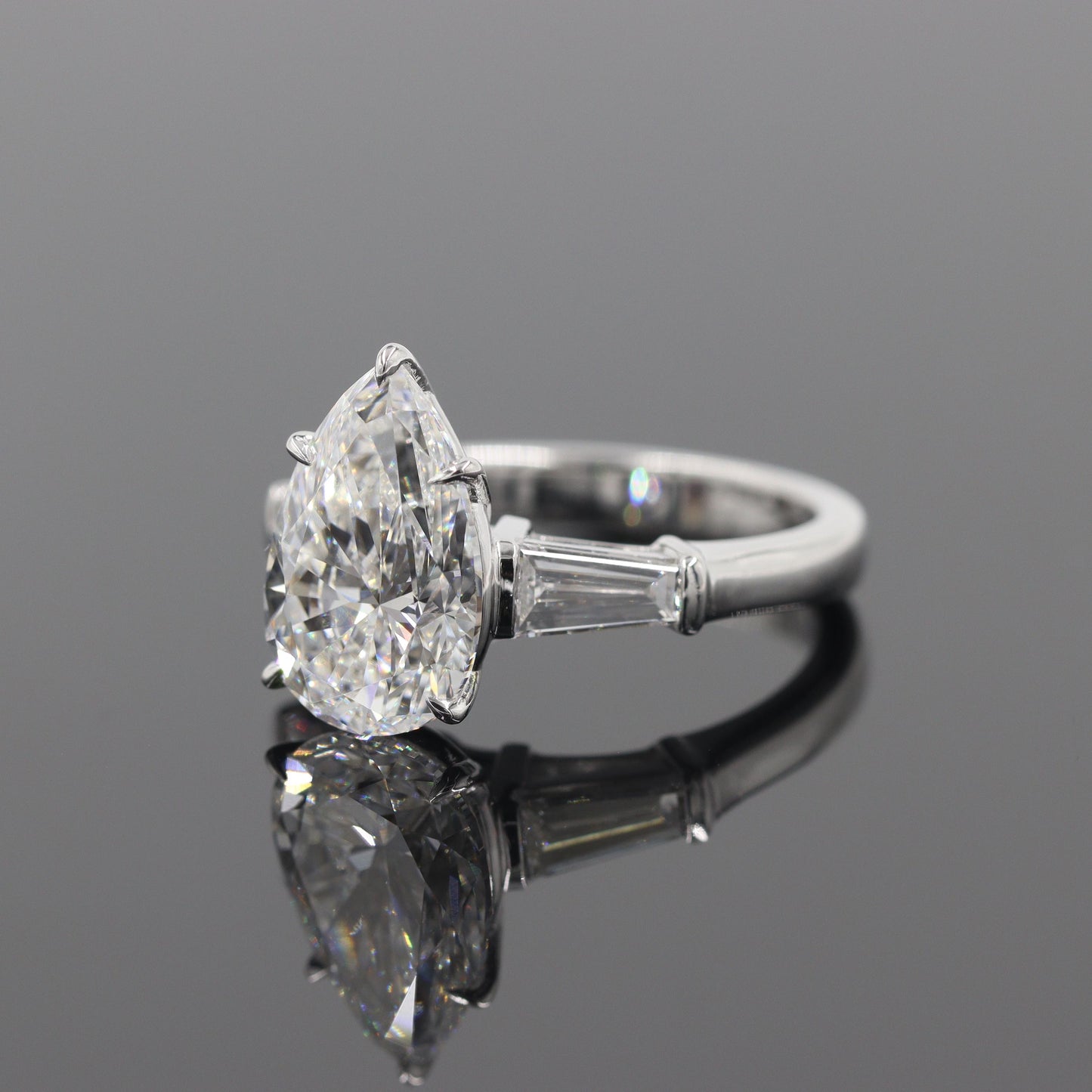 Total 5.3ct Pear Diamond Engagement Ring: 14k,18K Gold, Platinum  Diamond Ring