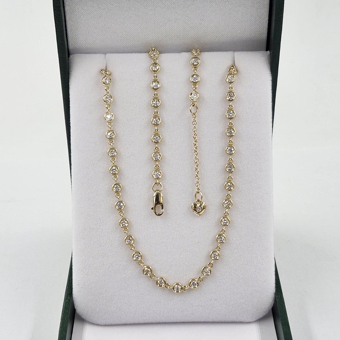 Full Round Natural Diamond Bezel Tennis Necklace/14K gold Diamond 3.5mm Bezel setting Tennis Necklace/Diamond Necklace/Anniversary gift