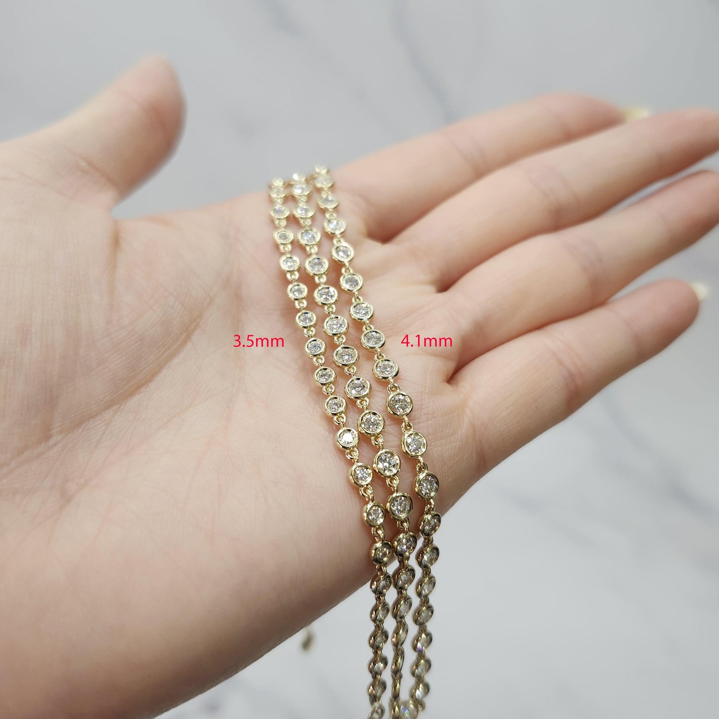 Full Round Natural Diamond Bezel Tennis Necklace / Diamond 4.1mm Bezel setting Tennis Necklace / Diamond  Necklace / Anniversary gift
