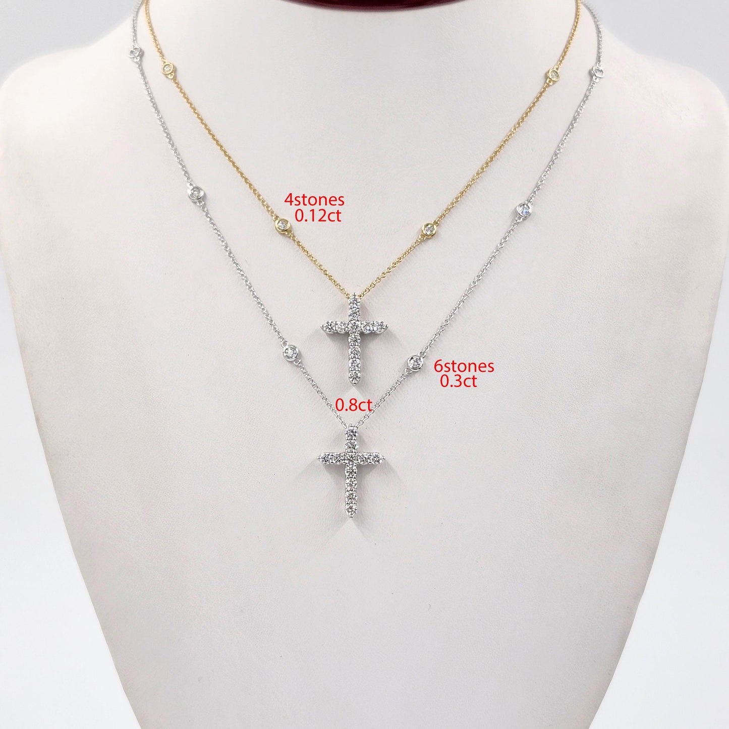 0.8ct Round Natural Diamond Cross Necklace: Platinum,14K,18K Gold Diamond Cross Pendant - Anniversary Gift
