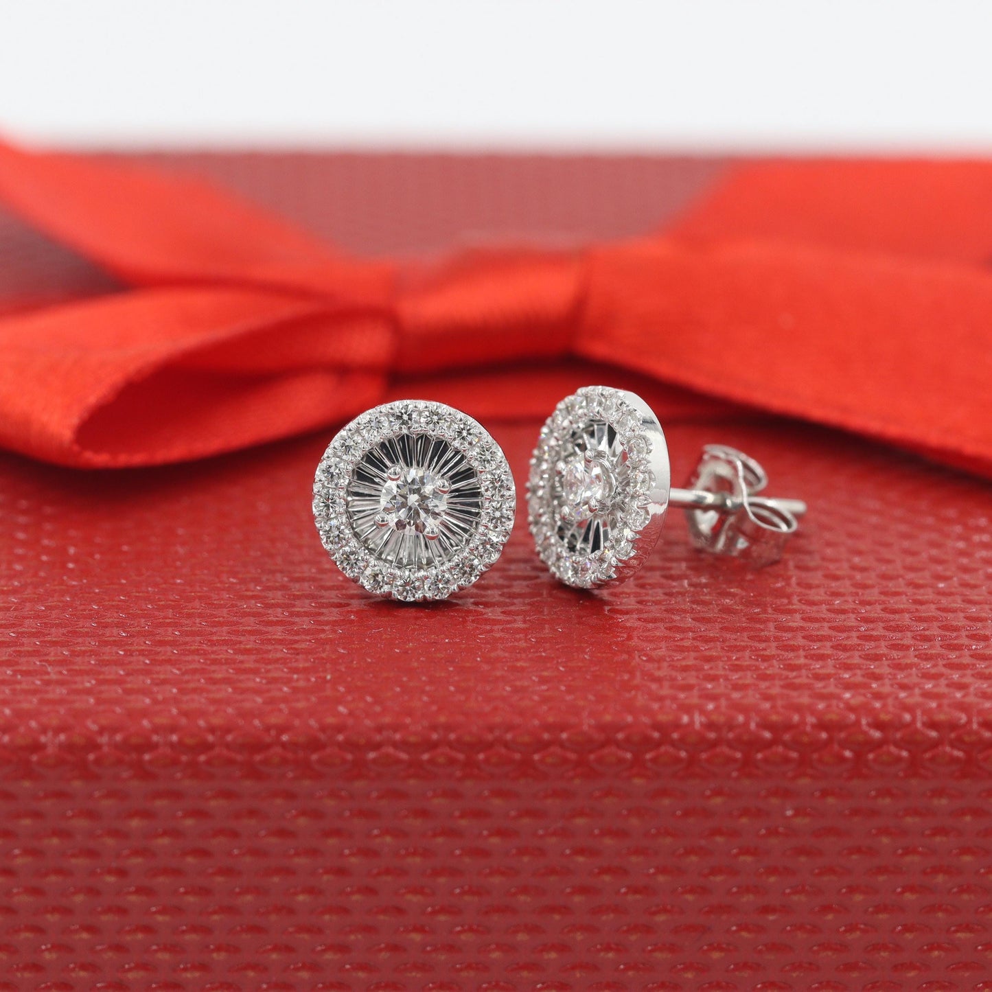Handmade 14K Gold Natural Diamond Stud Earrings: Anniversary Gift