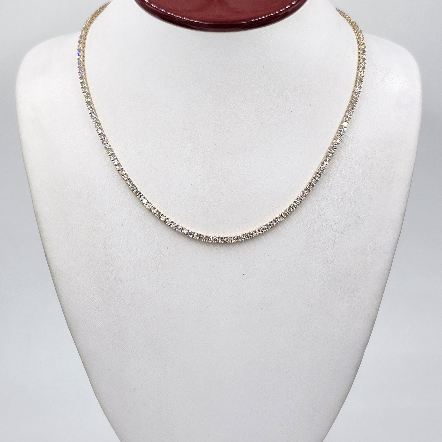 14k Gold Round Diamond Tennis Necklace - 10ctDiamond Tennis Necklace - Anniversary Gift