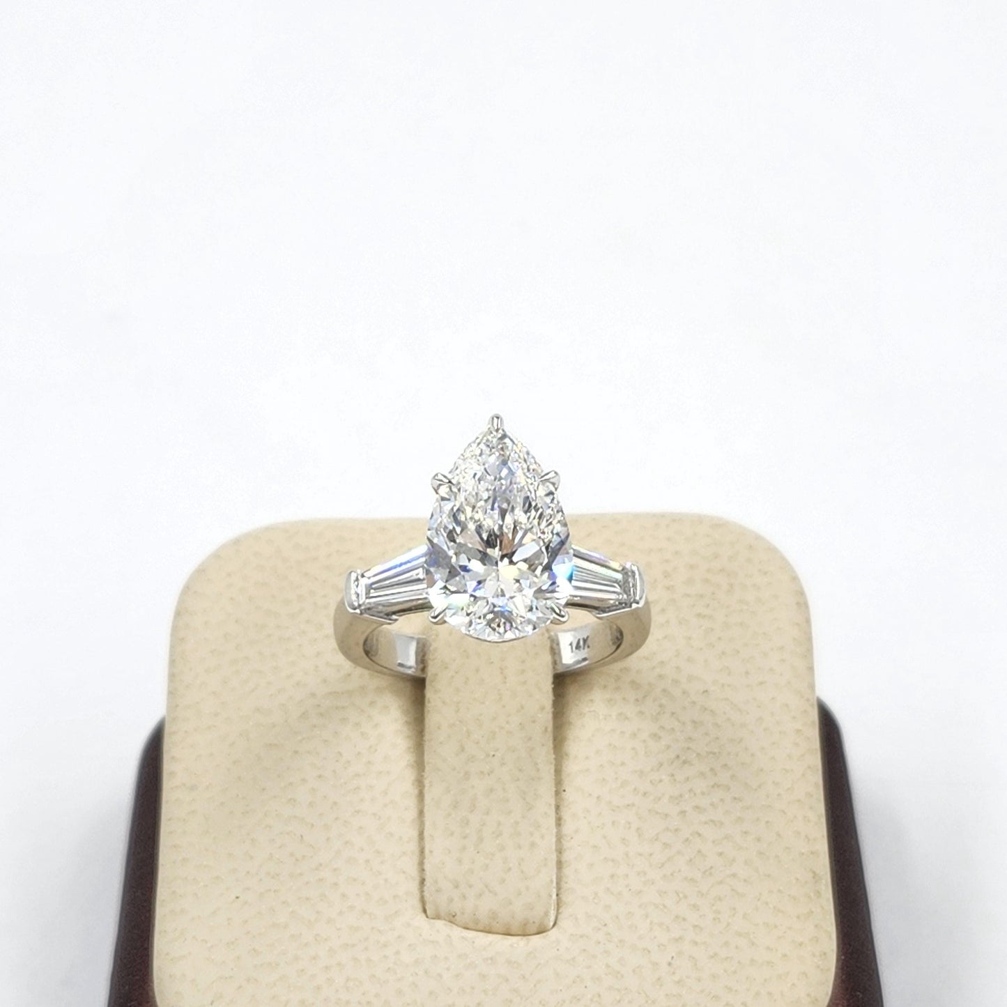 Total 5.3ct Pear Diamond Engagement Ring: 14k,18K Gold, Platinum  Diamond Ring
