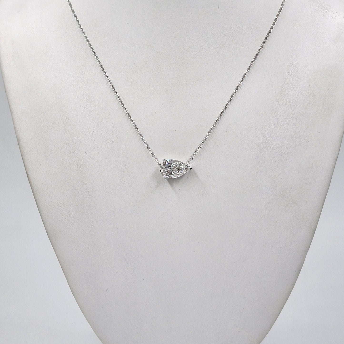 GIA 5ct Center Pear Diamond Solitaire Pendant -14K gold Pear Diamond Pendant - Anniversary Gift