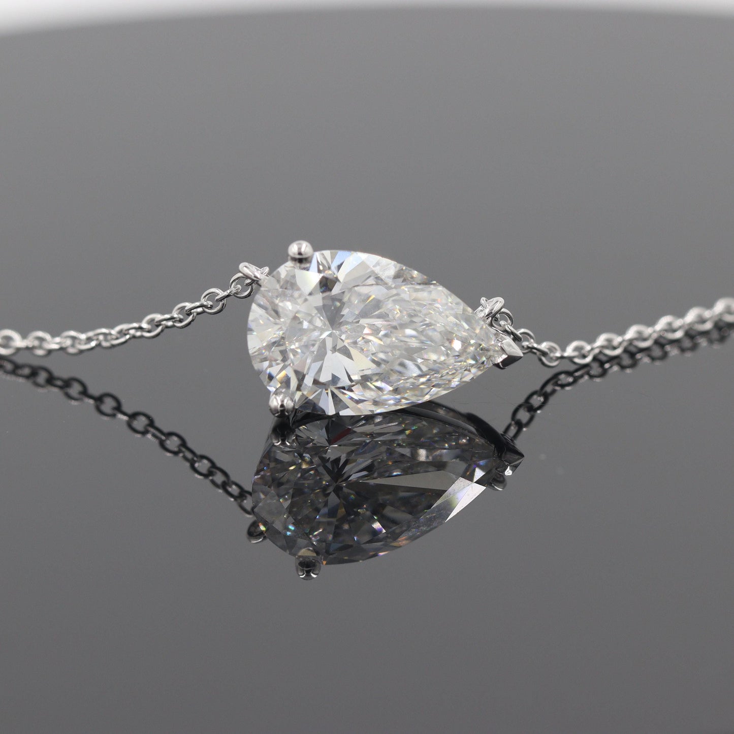 GIA 5ct Center Pear Diamond Solitaire Pendant -14K gold Pear Diamond Pendant - Anniversary Gift