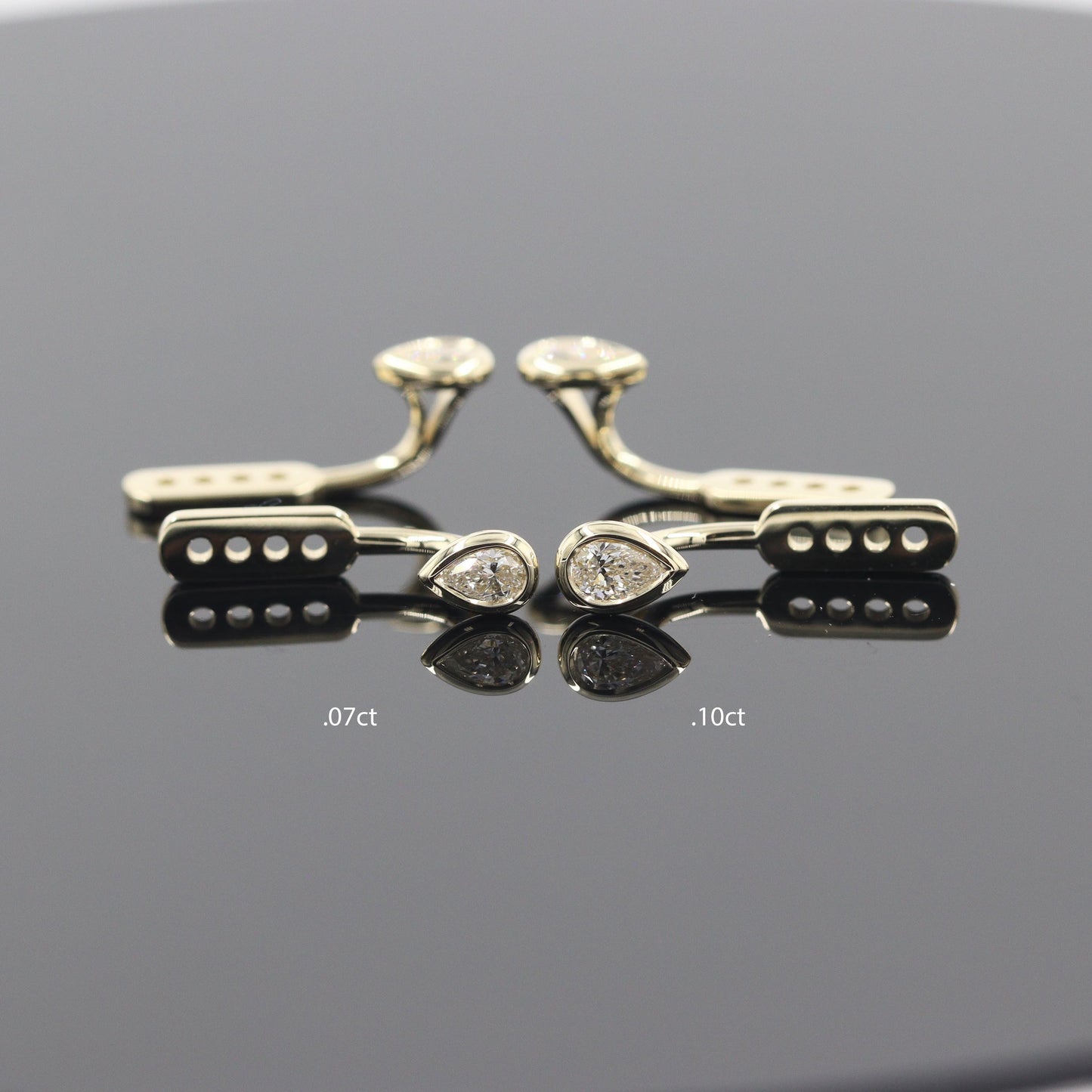 Handmade Pear Shape Natural Diamond Solitaire Bezel Set Jacket Earring / Pear Bezel Set Jacket earring only / Anniversary gift