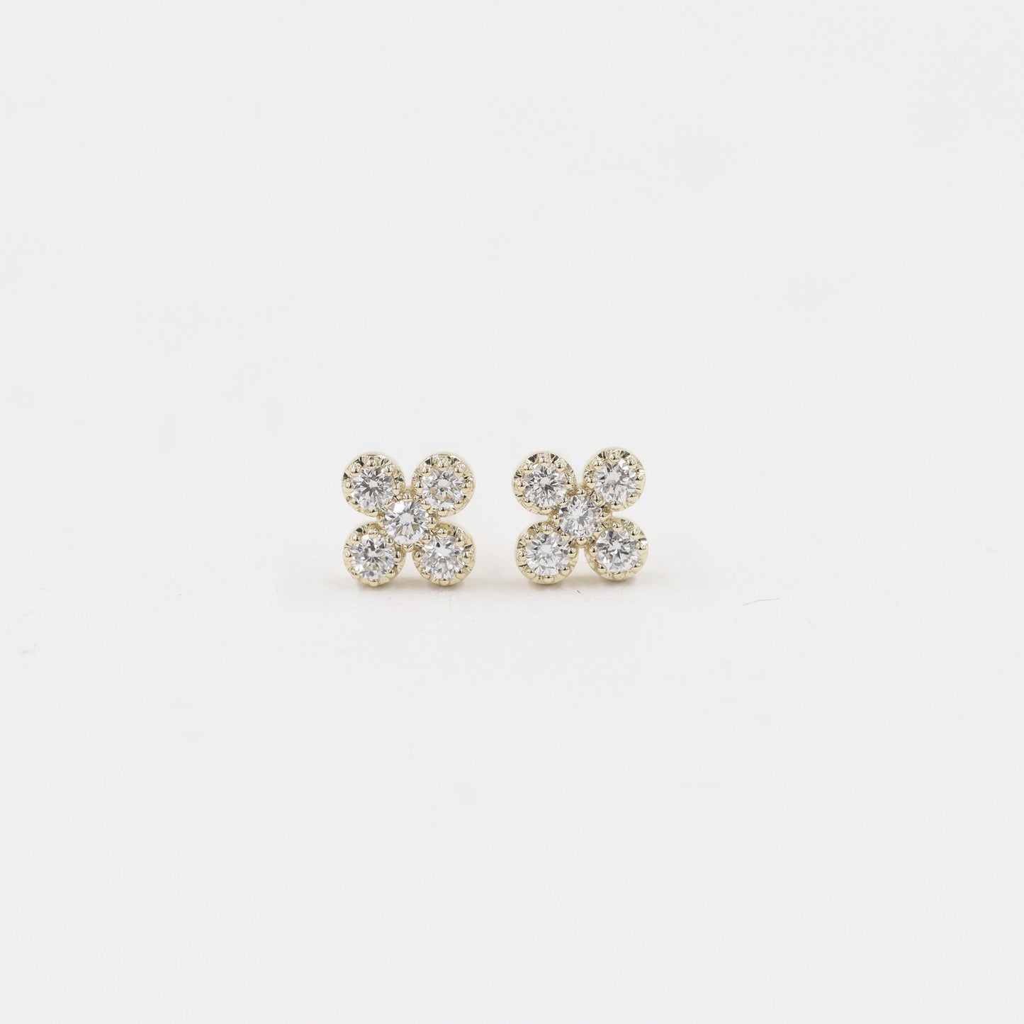 14K Gold Flower Stud Earrings: Natural Diamond, Sapphire, Ruby- Anniversary gift