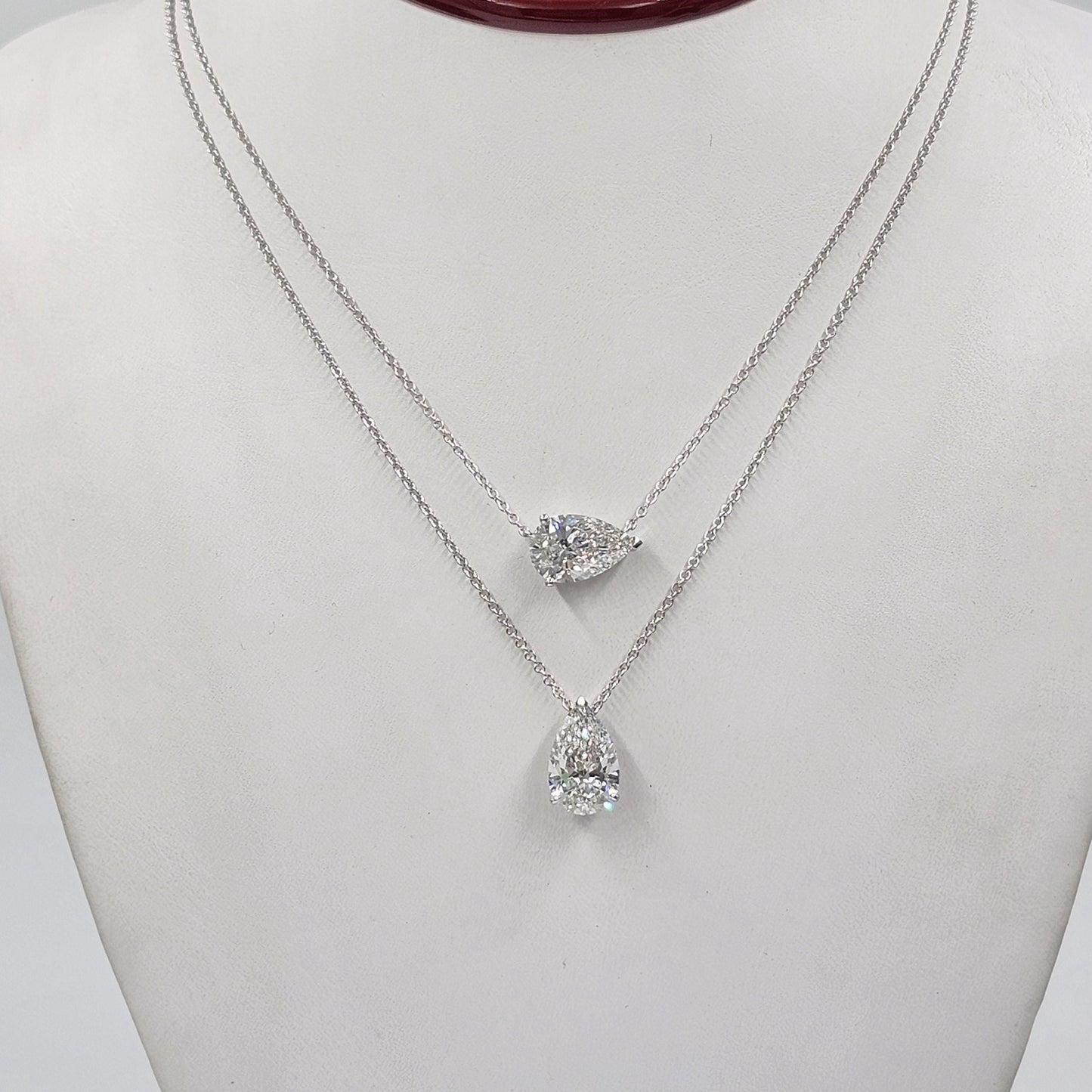 GIA 5ct Center Pear Diamond Solitaire Pendant -14K gold Pear Diamond Pendant - Anniversary Gift
