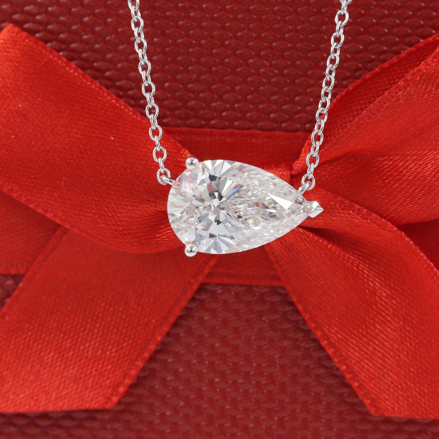 GIA 5ct Center Pear Diamond Solitaire Pendant -14K gold Pear Diamond Pendant - Anniversary Gift