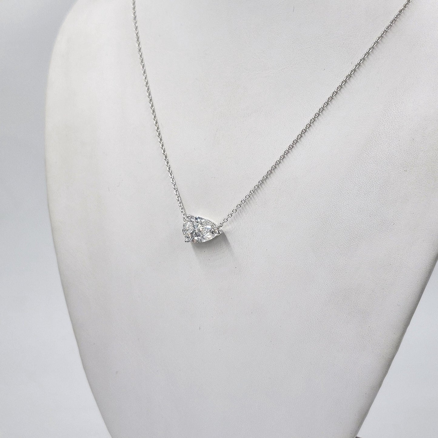 GIA 5ct Center Pear Diamond Solitaire Pendant -14K gold Pear Diamond Pendant - Anniversary Gift