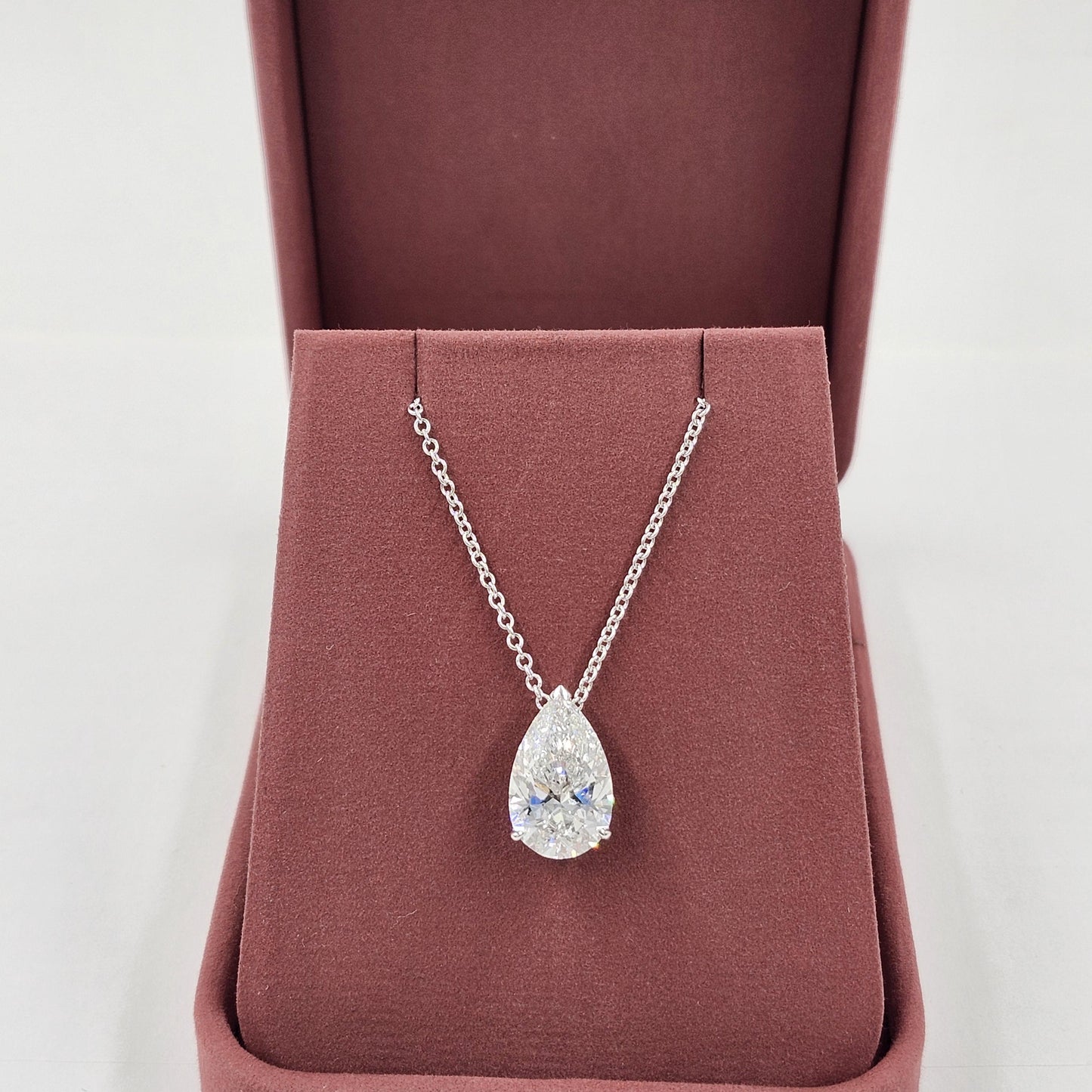 GIA 5ct Center Pear Diamond Solitaire Pendant - Pear Diamond Pendant - Anniversary Gift