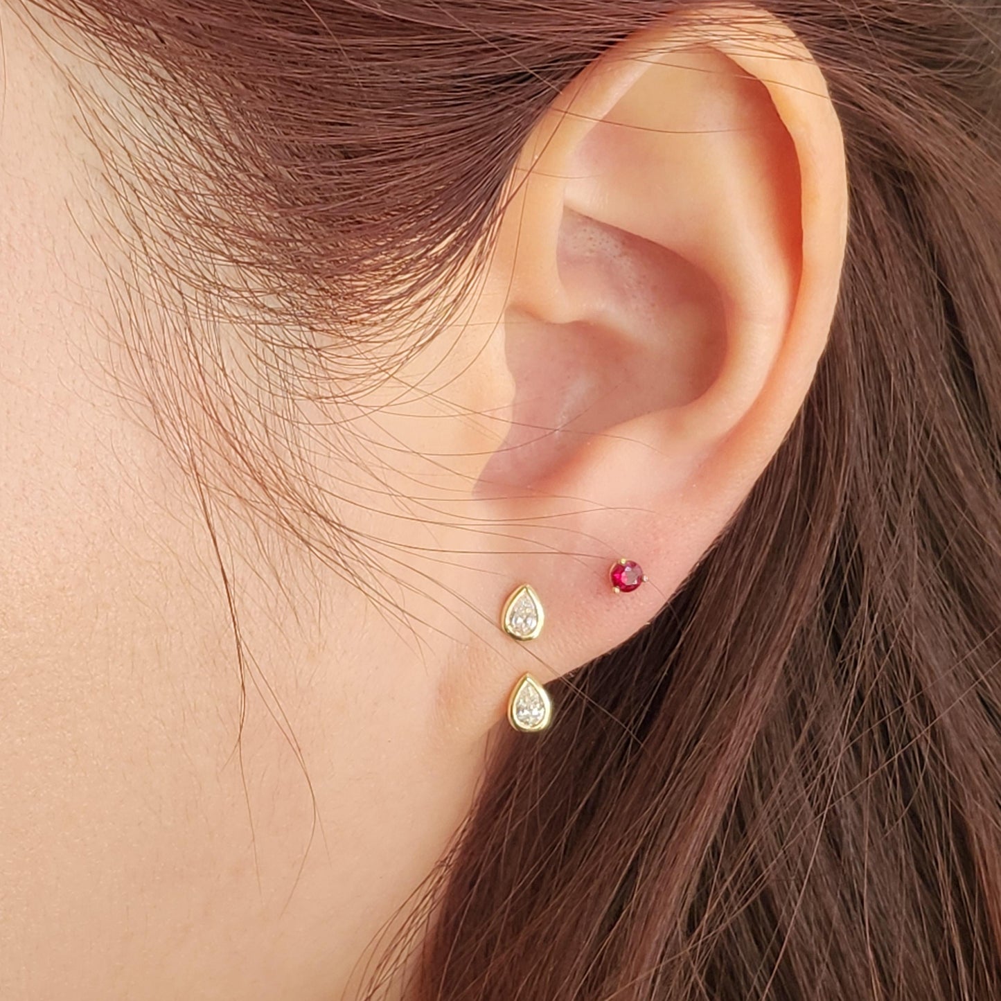 Handmade Pear Shape Natural Diamond Solitaire Bezel Set Jacket Earring / Pear Bezel Set Jacket earring only / Anniversary gift
