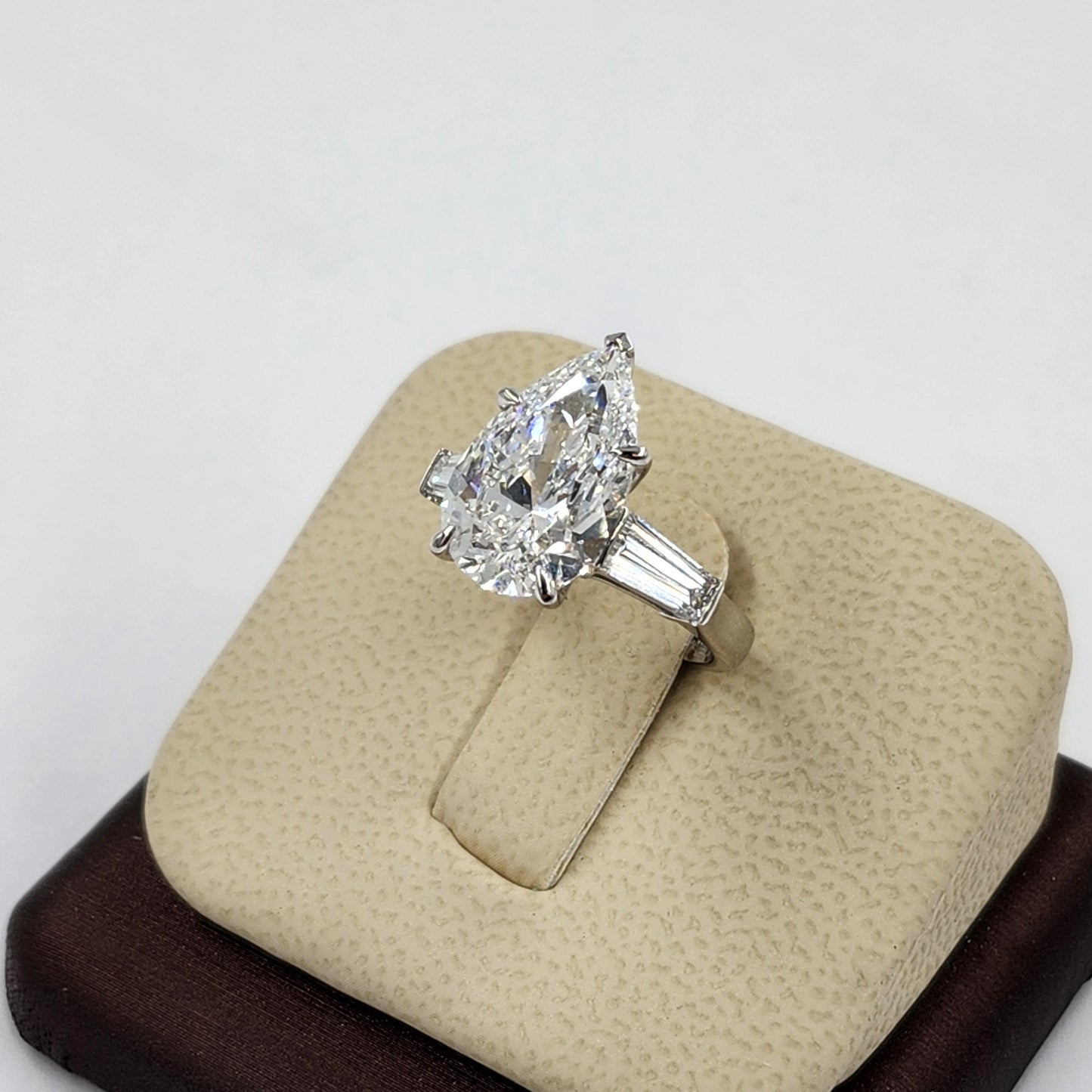 5ct GIA Certified Engagement Ring - 14K ,18K Gold, Platinum, Pear Diamond & Baguette Diamond  Ring - Anniversary gifts