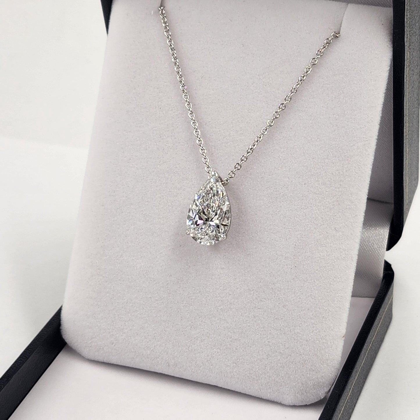 GIA 5ct Center Pear Diamond Solitaire Pendant - Pear Diamond Pendant - Anniversary Gift