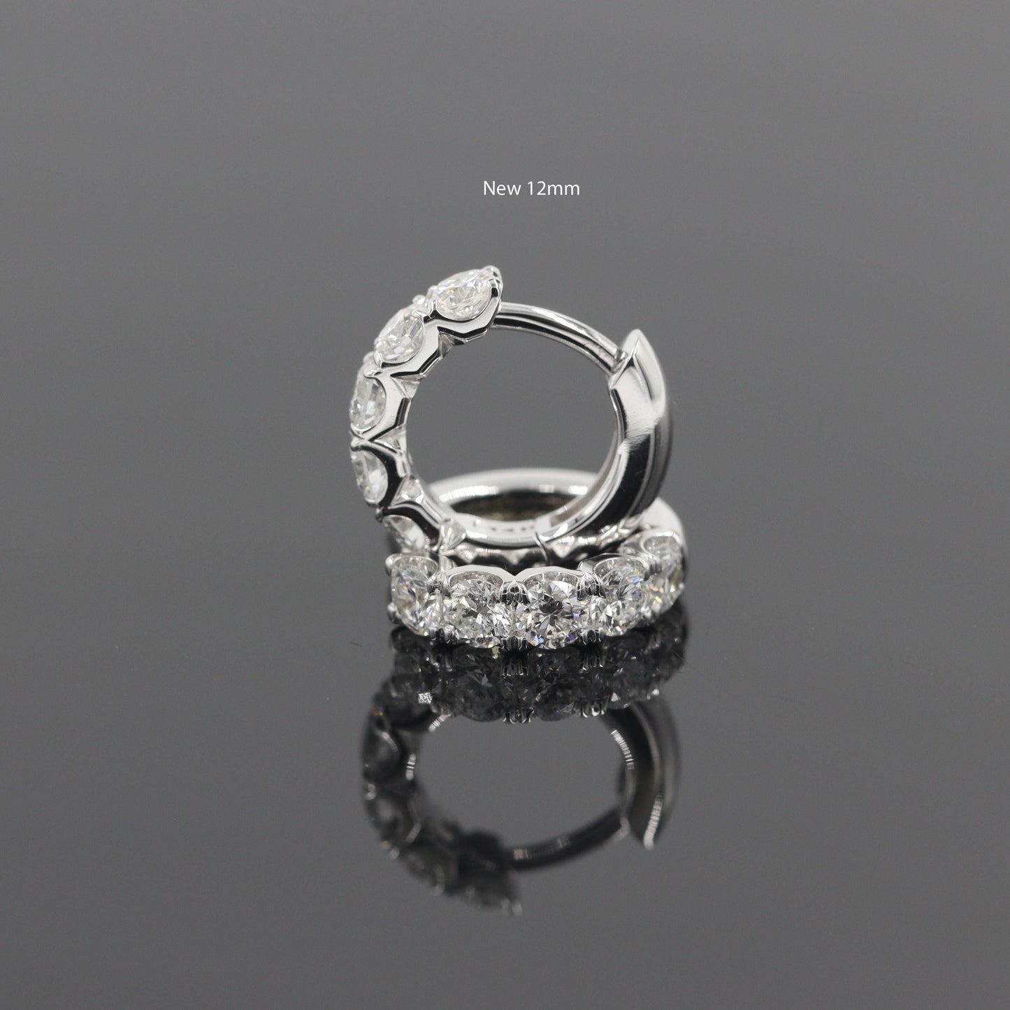 14K Gold Diamond Hoop Earrings: 11mm~13mm Hoop Earring - Anniversary Gift