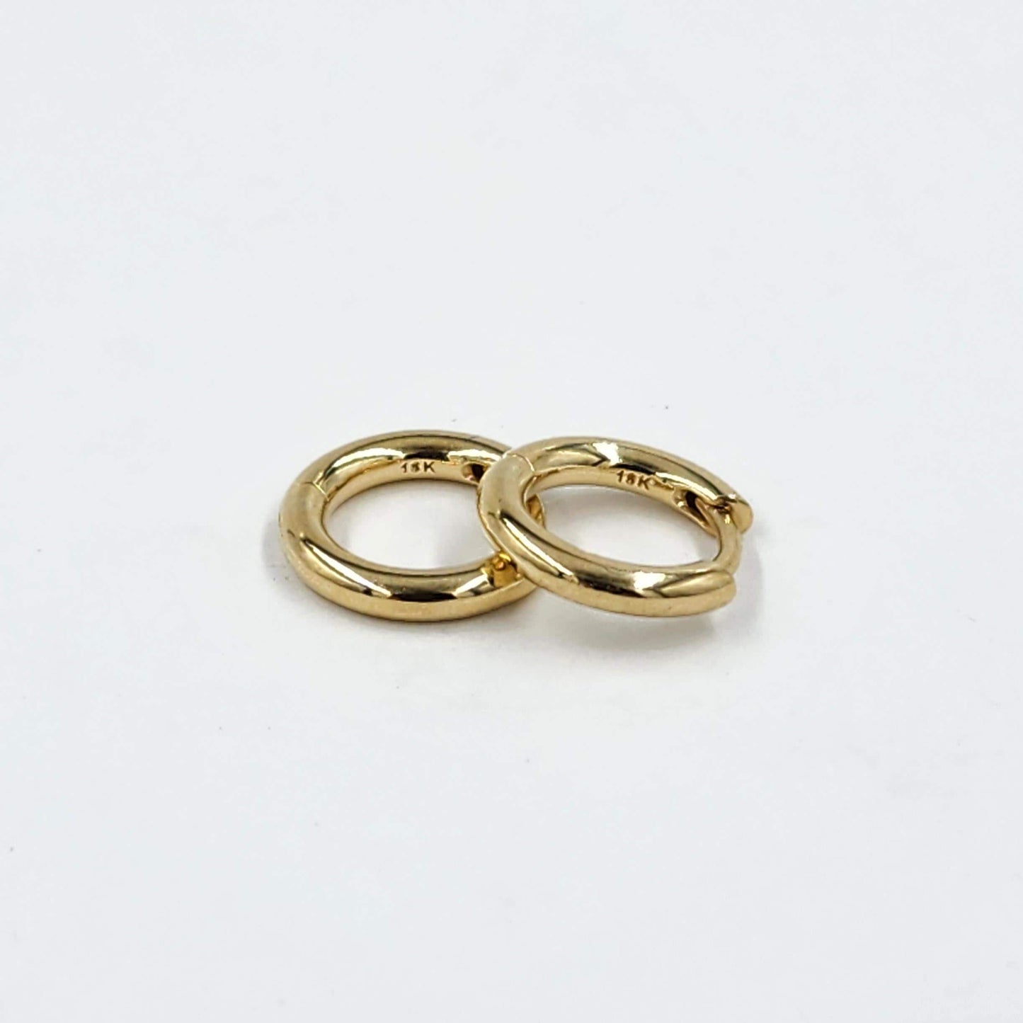 18K Gold 12mm Round Hoop Earrings, Handmade Anniversary Gift
