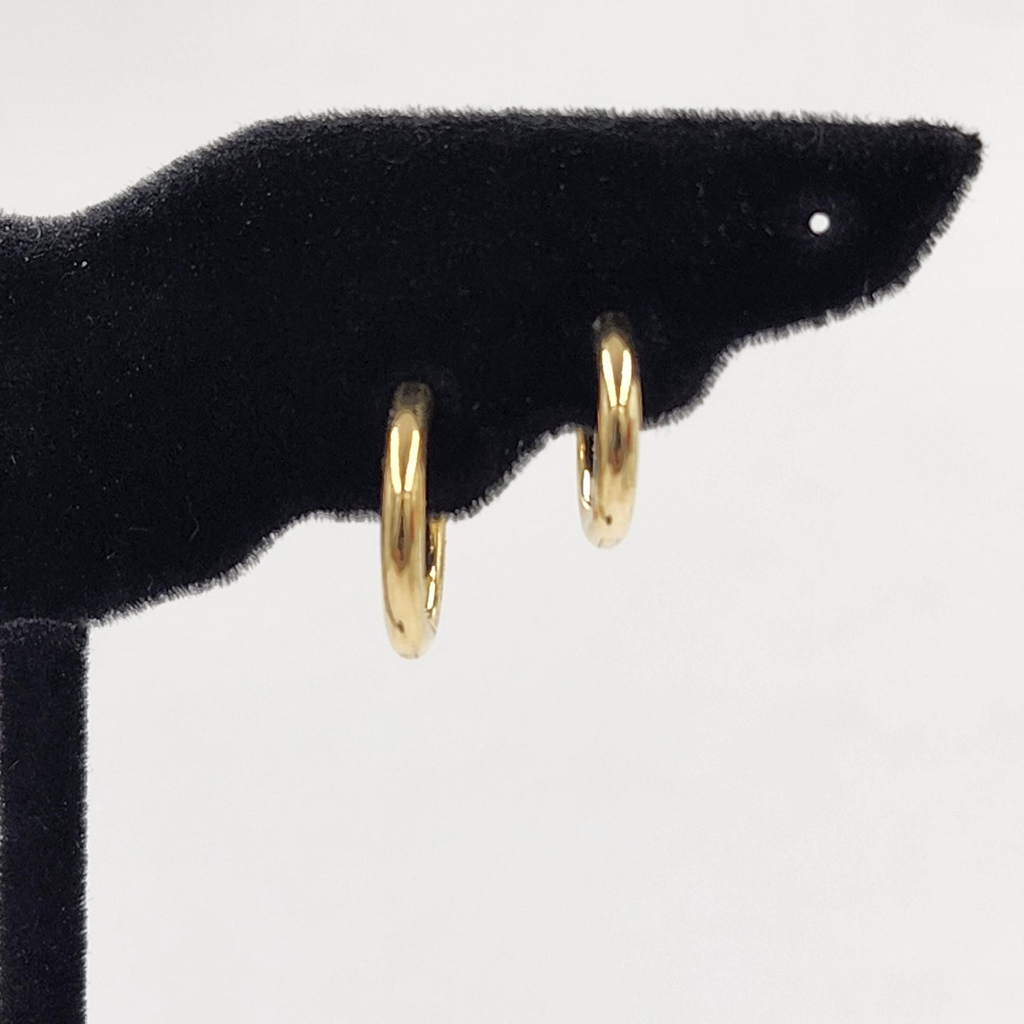 18K Gold 12mm Round Hoop Earrings, Handmade Anniversary Gift