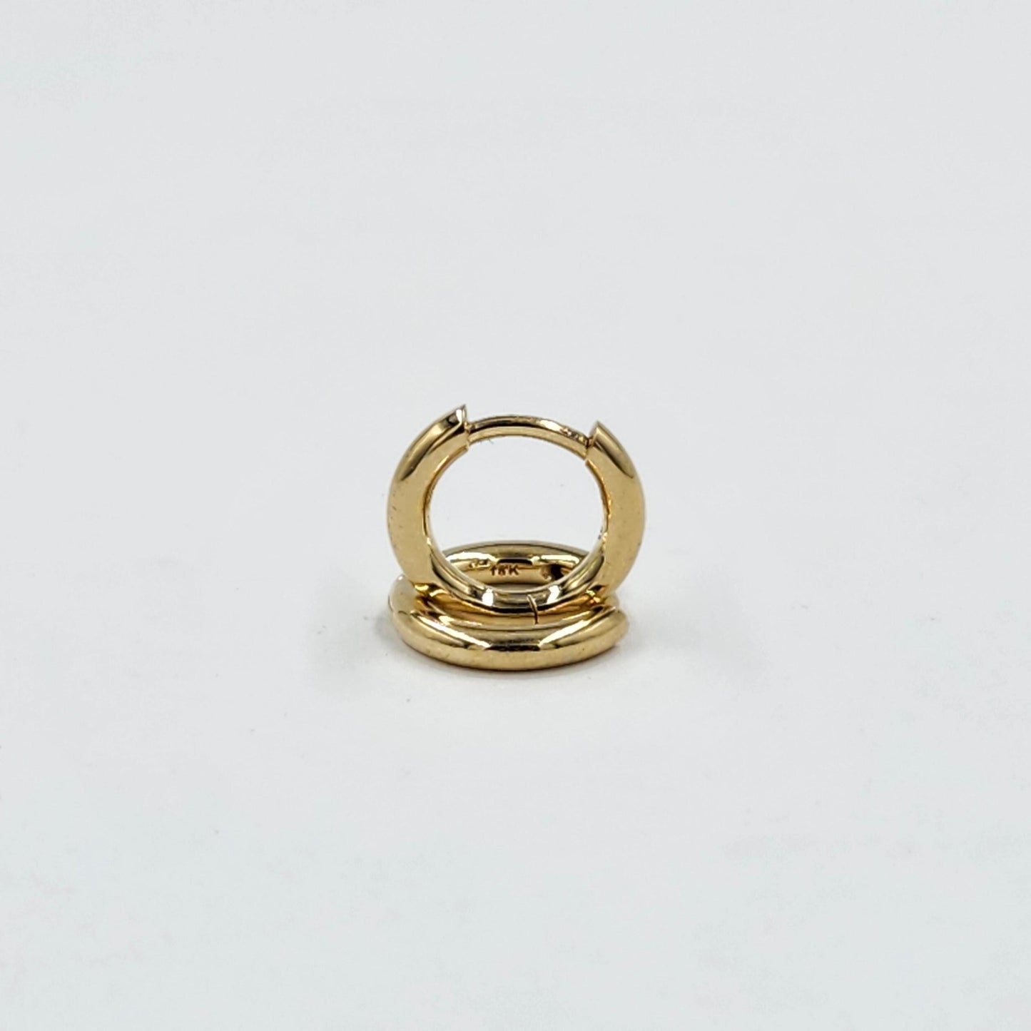 18K Gold 12mm Round Hoop Earrings, Handmade Anniversary Gift