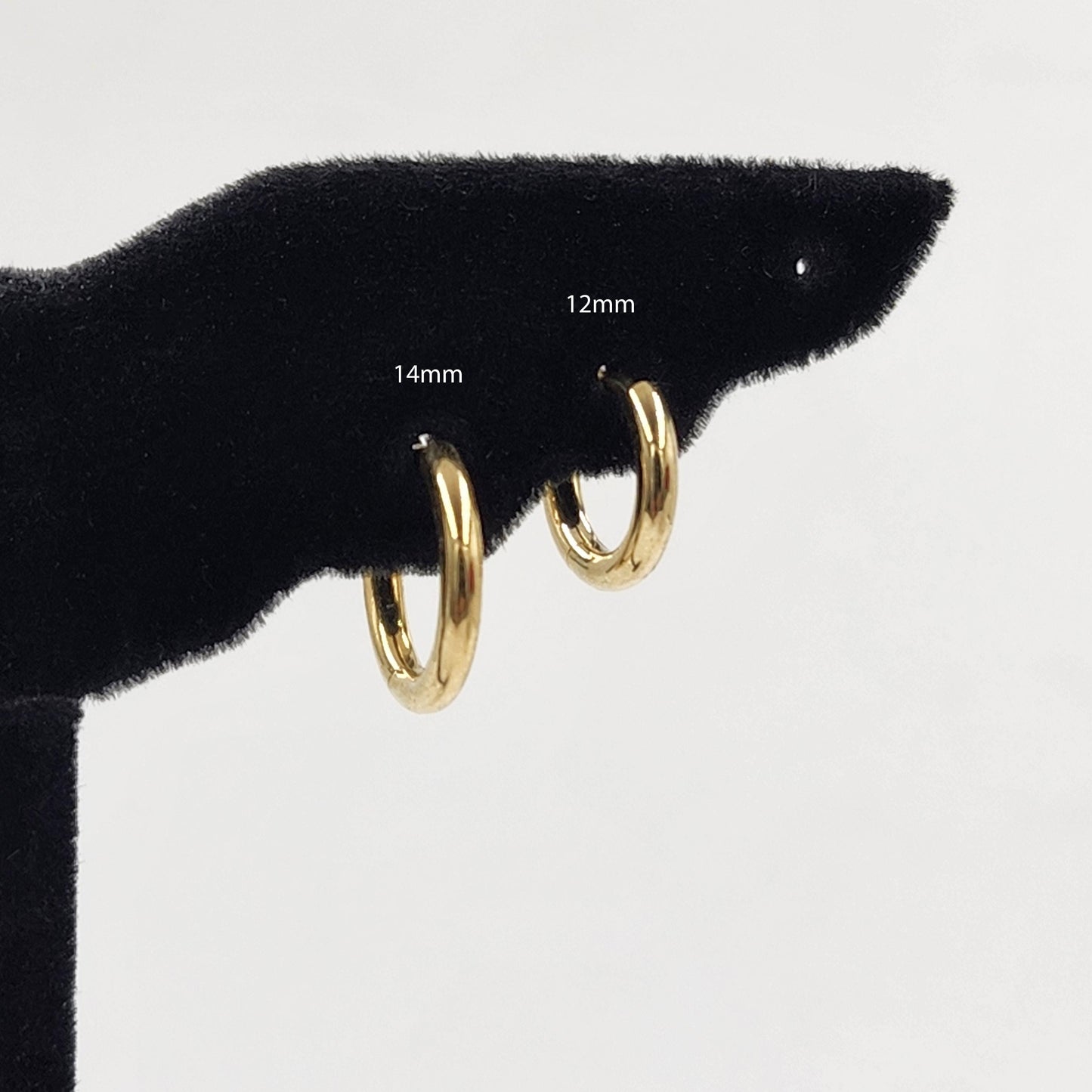 18K Gold 12mm Round Hoop Earrings, Handmade Anniversary Gift