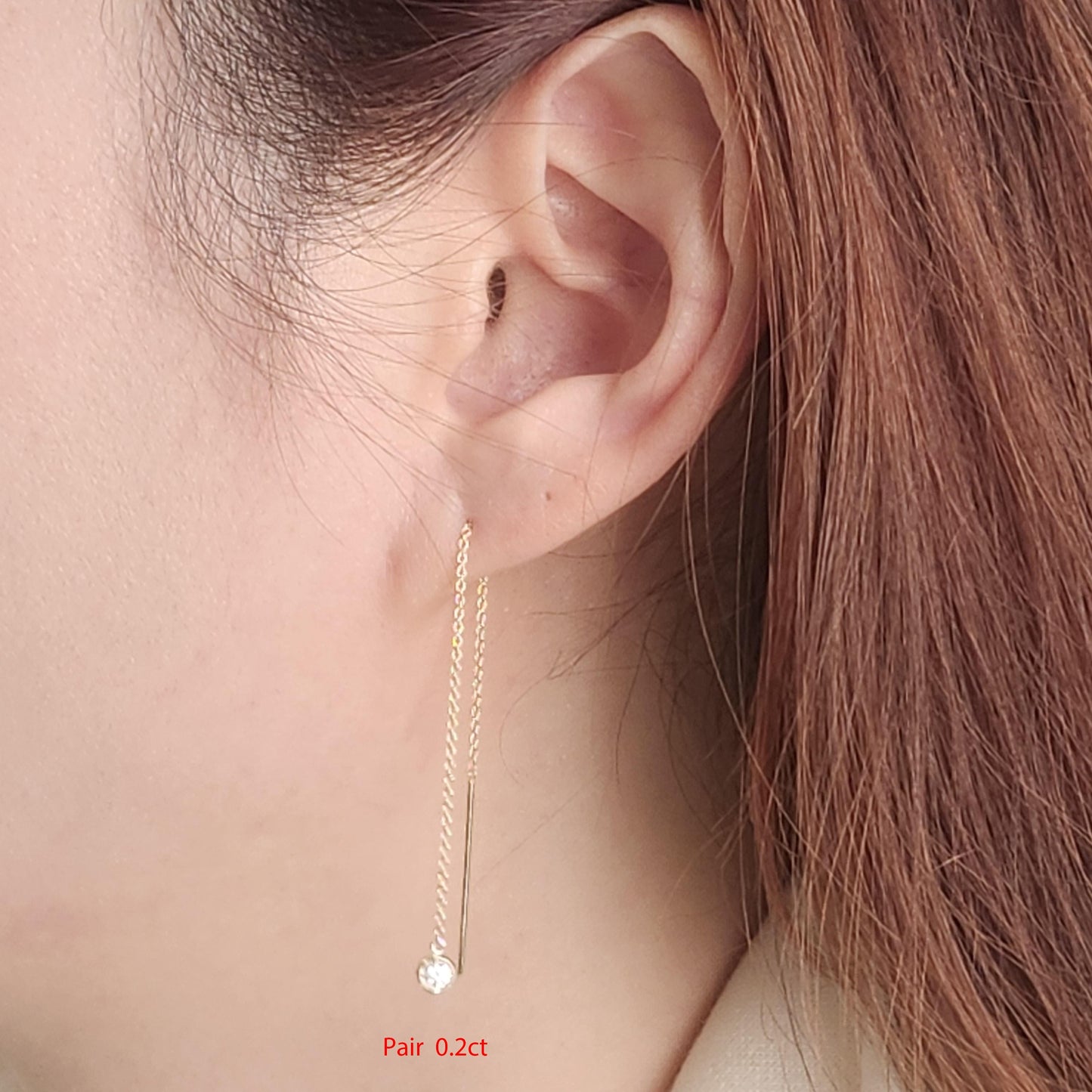 Handmade 14K Gold Natural Diamond Drop Earrings: Bezel Set Dangle