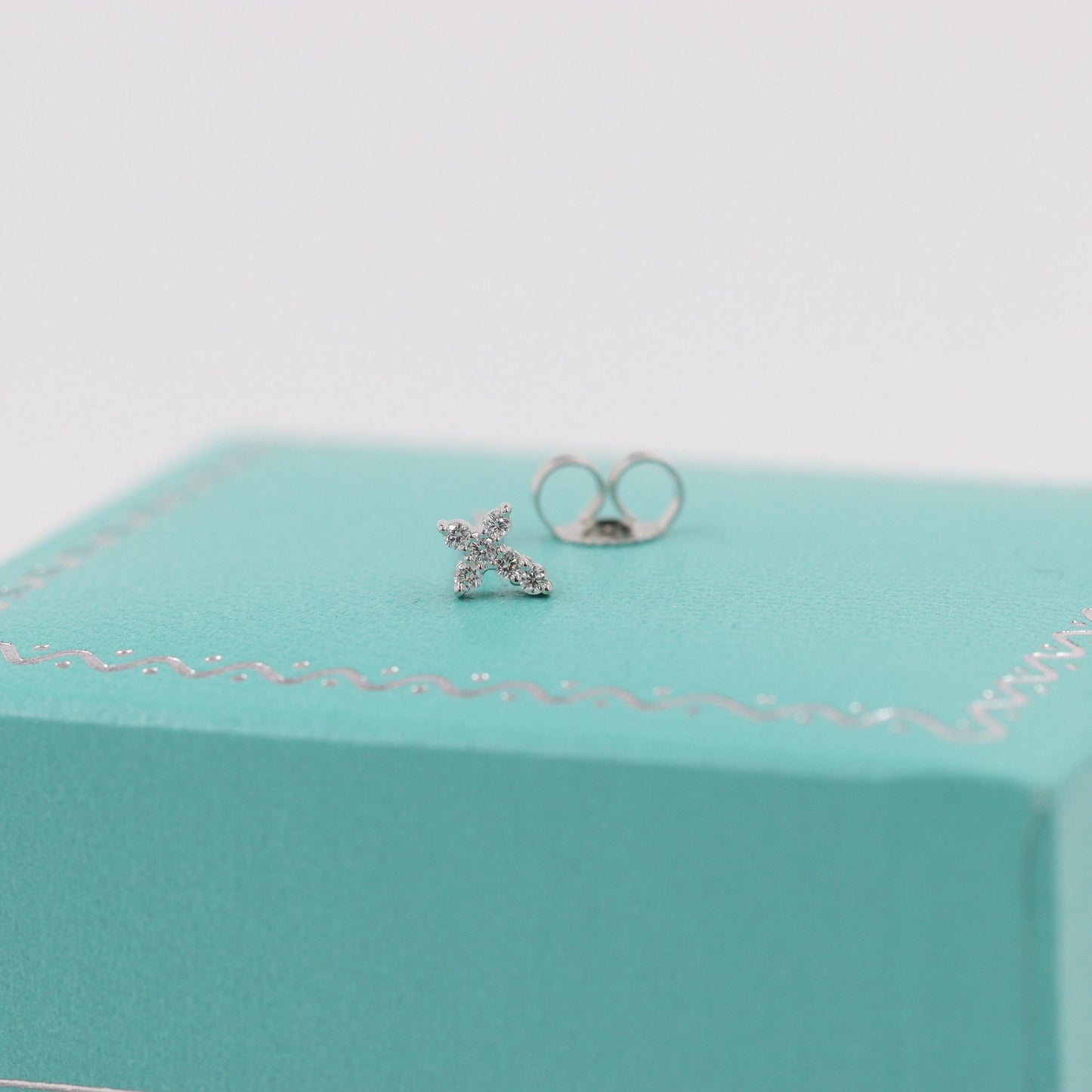 14k Gold Natural Diamond Very Small Cross Stud Earrings: Dainty Handmade Jewelry - Anniversary gift