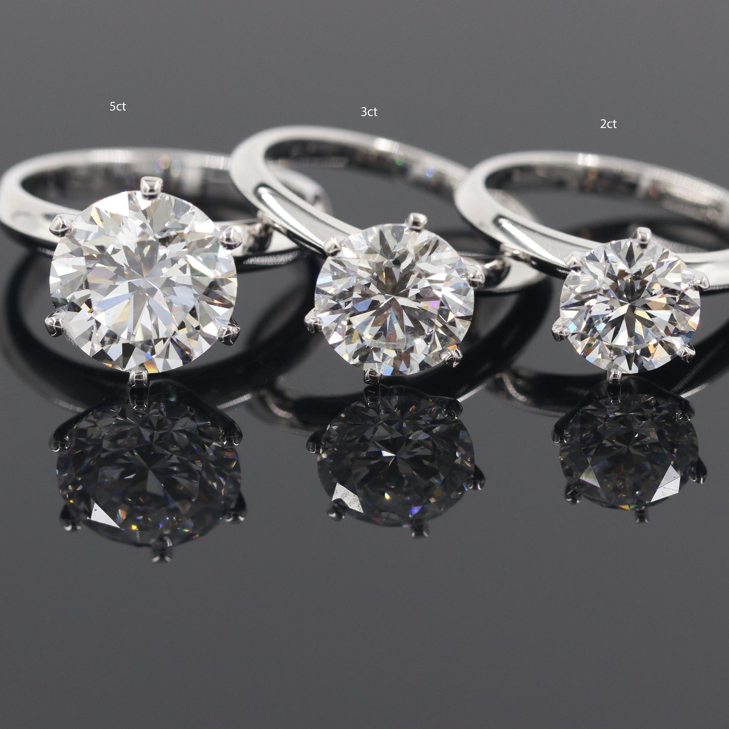 5ct Round Diamond Engagement Ring : Solitaire Diamond 6 Prong Ring - Anniversary gift