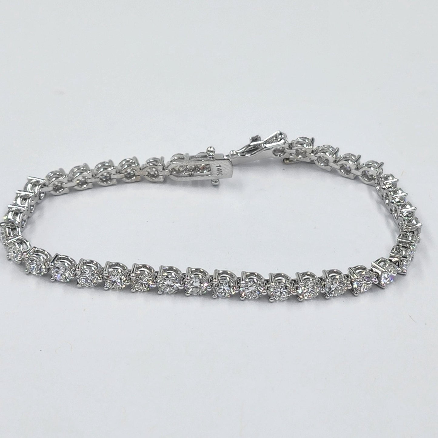 3 Prong Round Diamond Tennis Bracelet : 14K Gold Diamond Tennis Bracelet - Diamond Engagement Bracelet - Anniversary gift