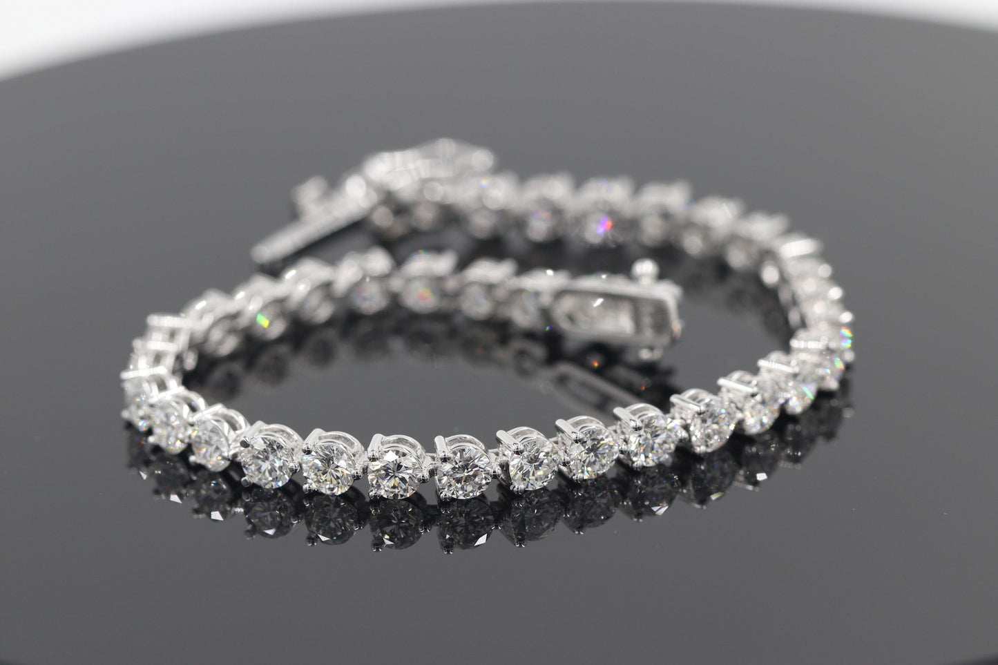 3 Prong Round Diamond Tennis Bracelet : 14K Gold Diamond Tennis Bracelet - Diamond Engagement Bracelet - Anniversary gift