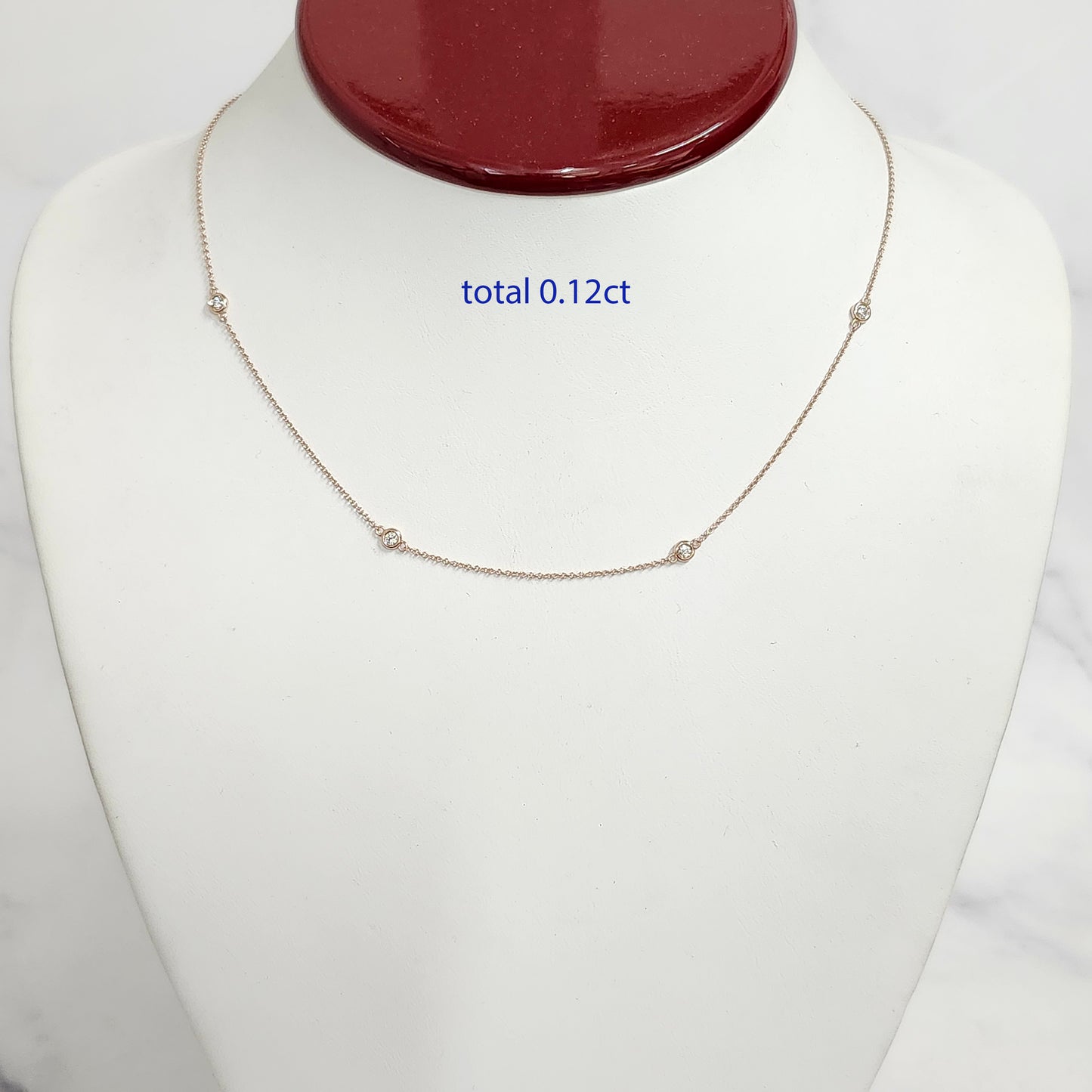 Four Diamonds Bezel By The Yard Necklace/14K gold Four Natural Diamonds Necklace/Diamond Wedding Necklace/Anniversary Gift