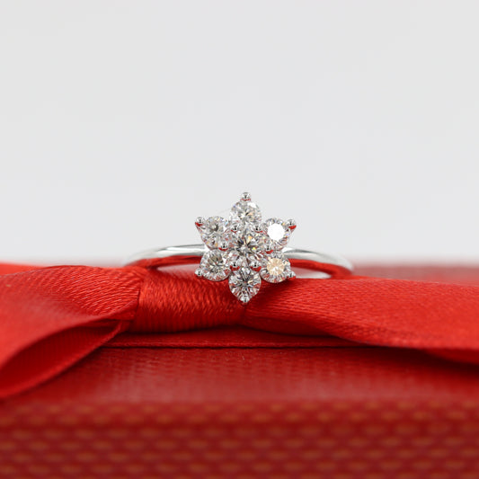 0.4ct Flower Diamond 14K Rose Gold Engagement Ring | Natural White Diamond | Dainty Ring | Unique Engagement Ring | Anniversary Ring