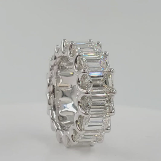 11.8ct Emerald Cut Diamond Wedding Ring / 18K gold Emerald Cut Natural Diamond Full Eternity Width 9mm Ring / Anniversary gift