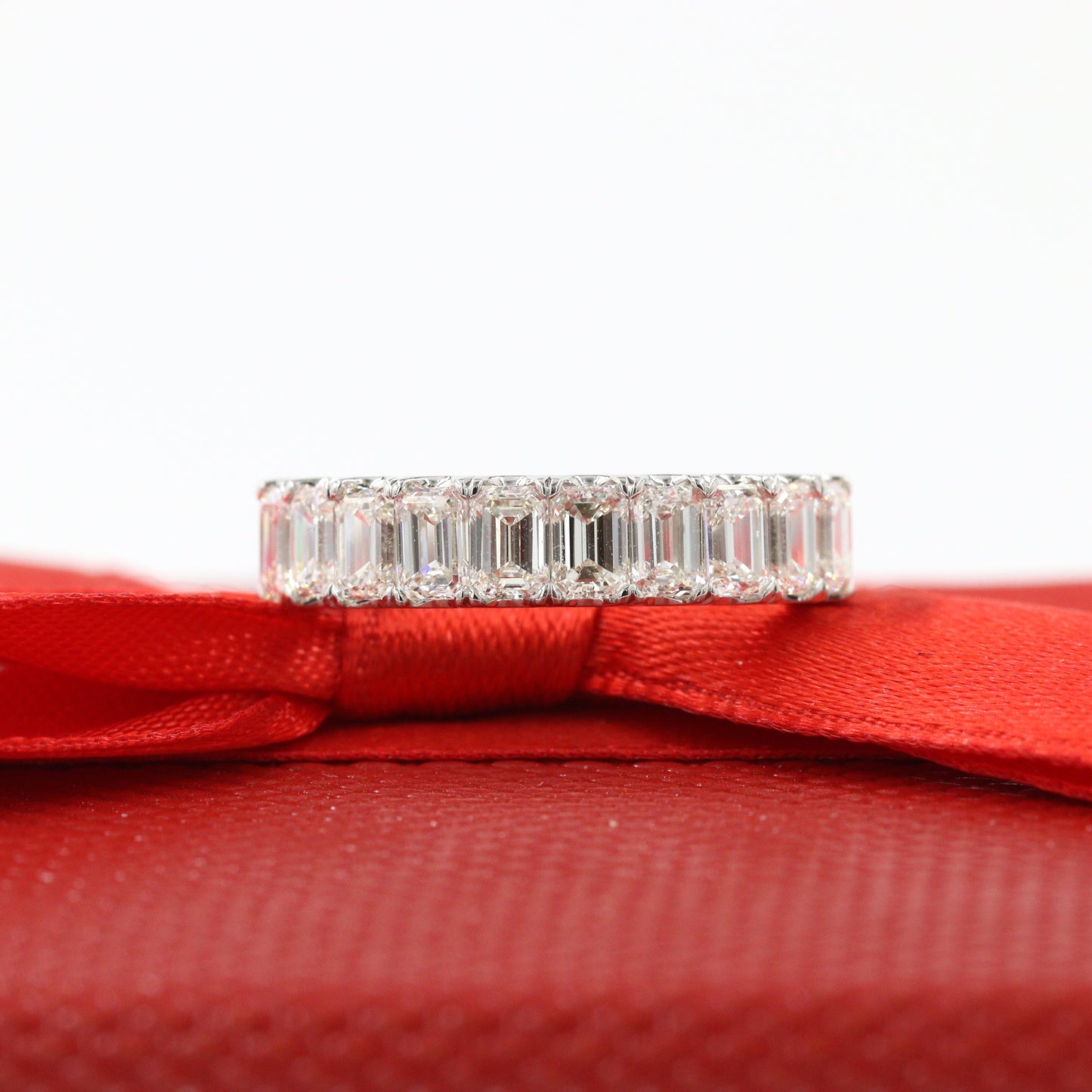 Emerald Cut Nine Diamonds Wedding Band/Emerald Cut Natural Diamond  Ring/1.7ct Emerald Cut Diamond Band/Stackable Band /Anniversary Ring