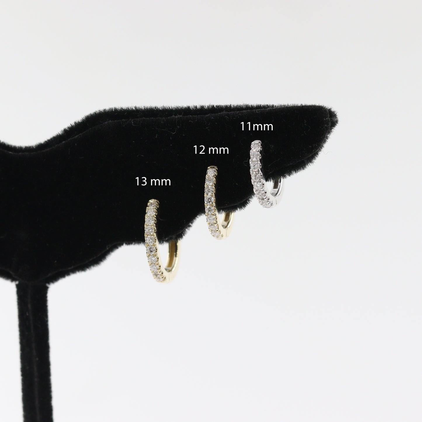 11mm Diameter Hoop Earrings /Diamond Huggie Earrings / Diamond Hoop Earrings/ Handmade Diamond Earrings/ Mini Hoop Earrings / Single or Pair