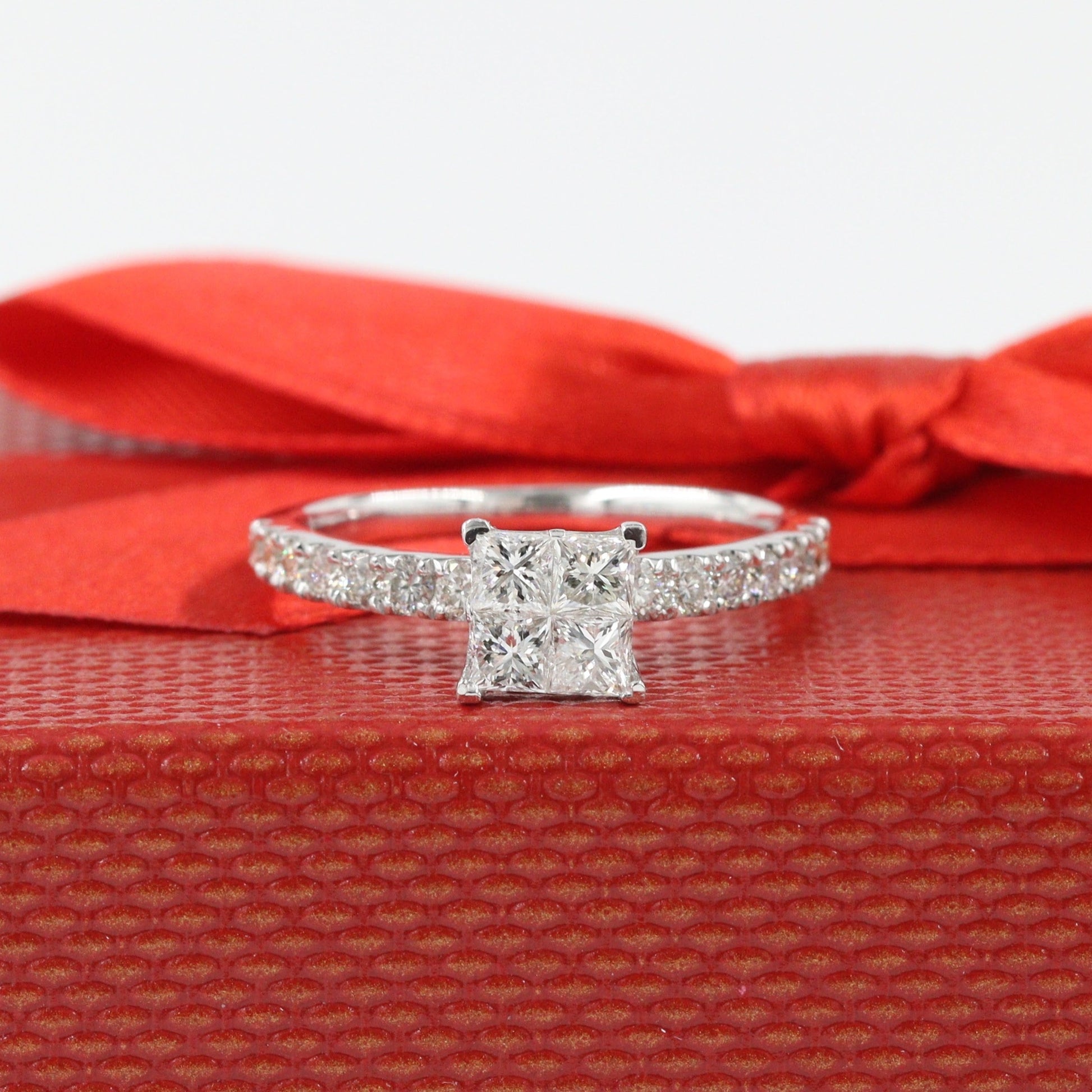 1ct Simple Princess Cut Diamond Engagement Ring/ Princess Cut Diamond Ring/ 1ct Diamond Anniversary Ring