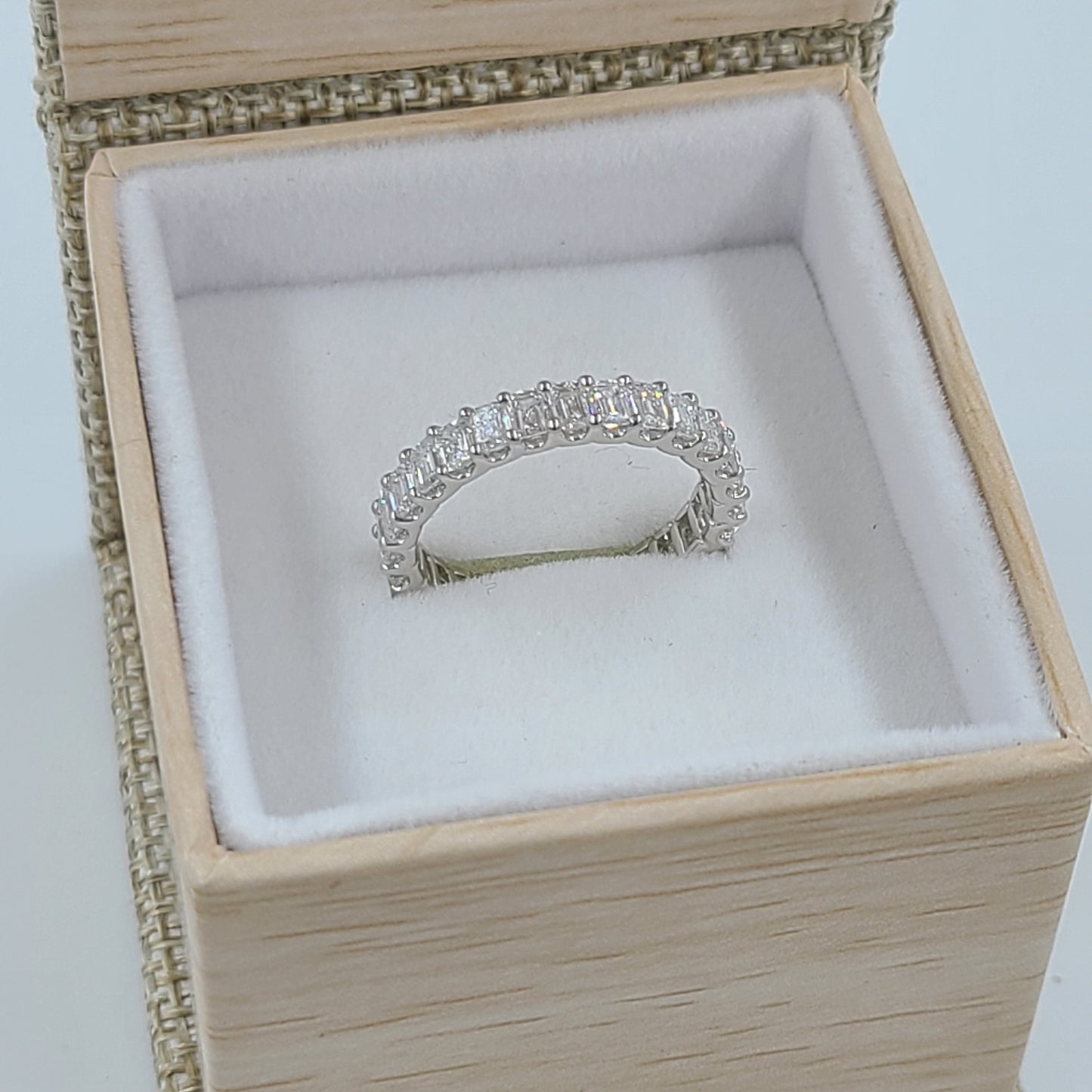 2.8ct Emerald Cut 28 Diamonds Wedding Band with U Shape Setting/Full Eternity Diamond Wedding Ring/Emerald Cut Diamond stackable Band