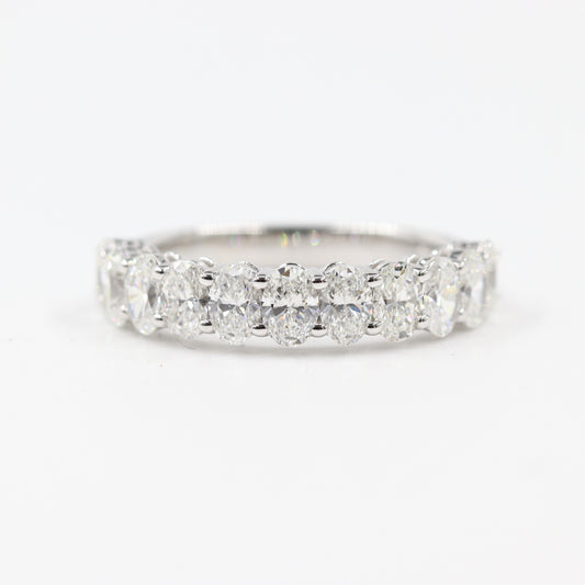 2.8ct Oval 11 Diamonds Wedding Band /Stackable  Natural Oval Diamond Ring/Half Eternity Wedding Ring /Anniversary gift Ring