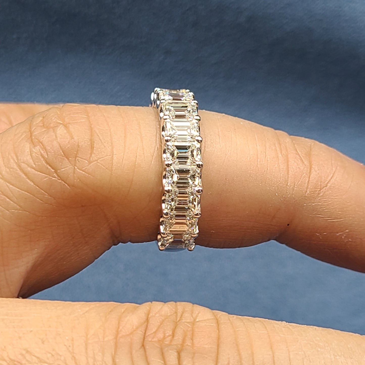 4.5ct Emerald Cut 17stones Diamond Band/Eternity Wedding Ring/Stackable Diamond Band/Anniversary gift Ring/Width 5.2mm/gifts for her