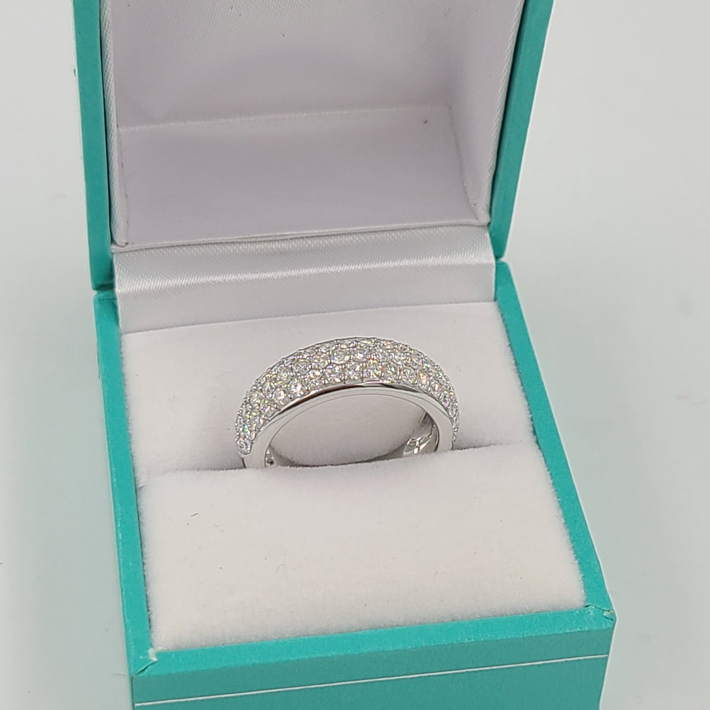6.5mm Width Half Diamond Wedding Band/Dainty 3 Row Diamond Ring/Stackable Ring/Diamond wedding Ring/Diamond Band/Wedding Band