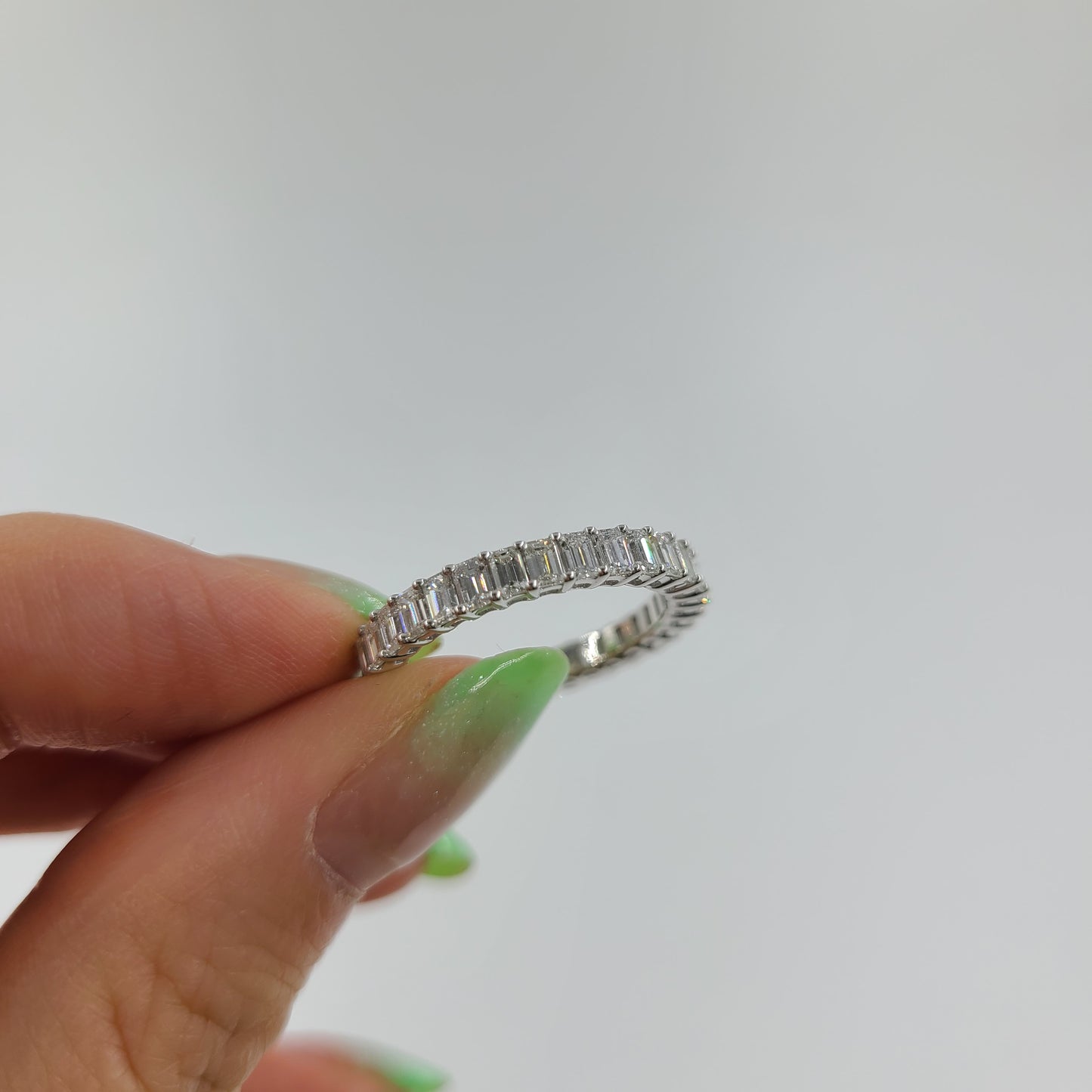 2ct Emerald Cut Diamond Wedding Band/ Full Eternity Diamond Wedding Ring/Stackable 33stones Emerald Cut Diamond Band /Anniversary gift