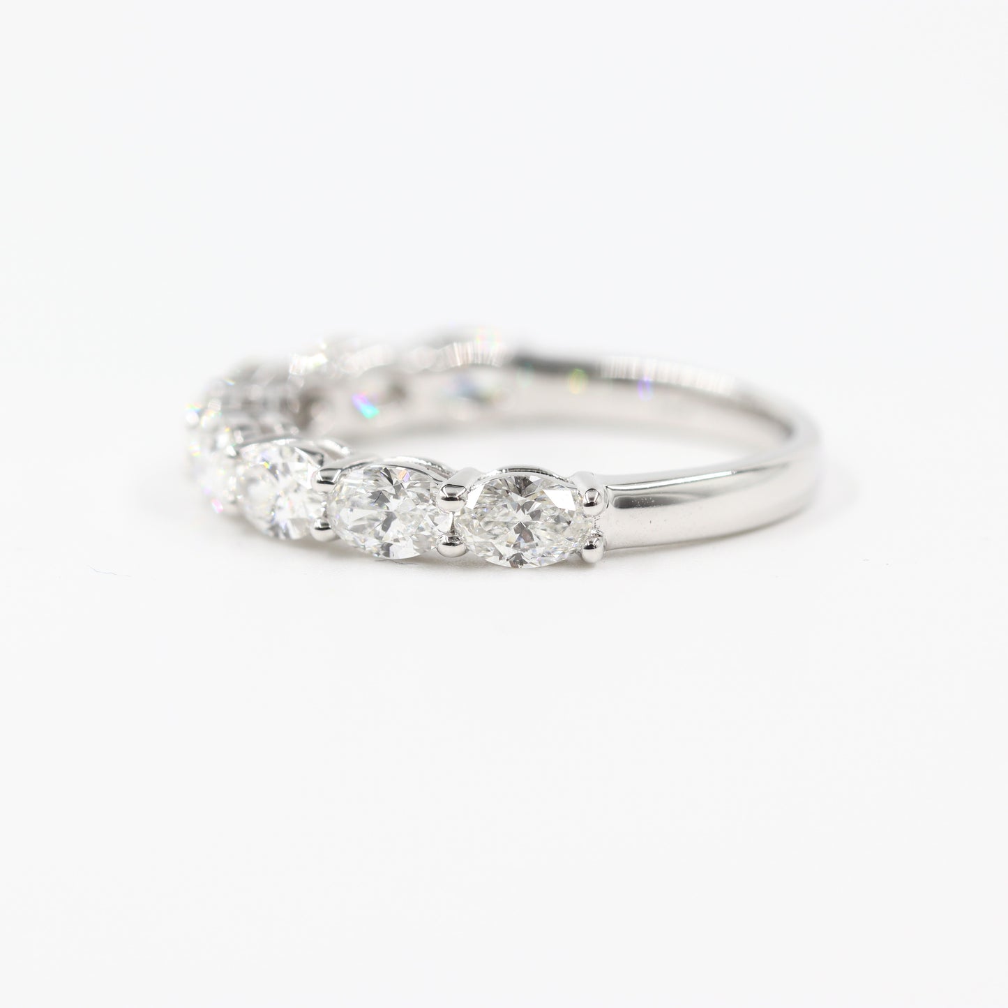Half Eternity 2ct Oval Diamond Wedding Band/Half Eternity Wedding Ring/Stackable  Diamond Band / Anniversary gift Ring /8 stones Width 3.5mm