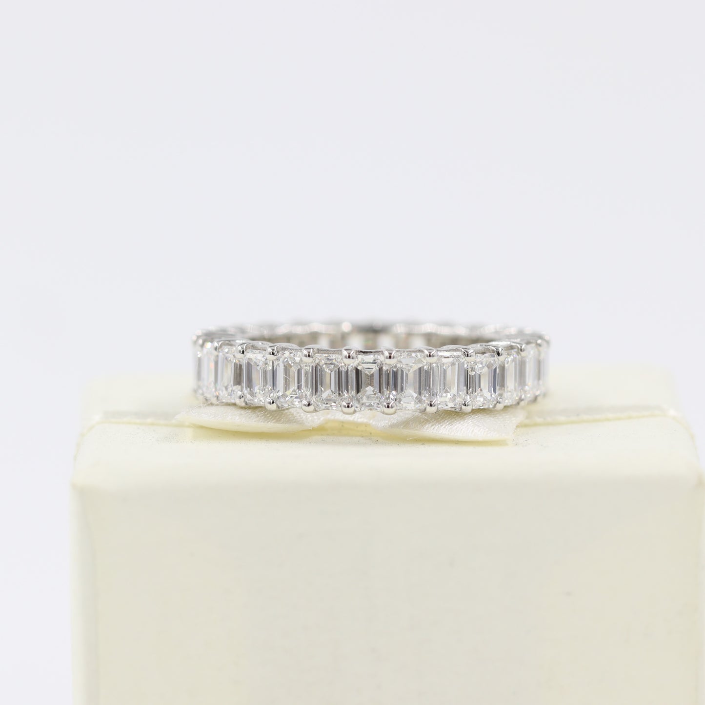 3.8ct Emerald Cut Diamond Ring/Emerald Cut Diamond Wedding Band/ Full Eternity Width 4.3mm Double Wire Setting Wedding Ring/Anniversary gift