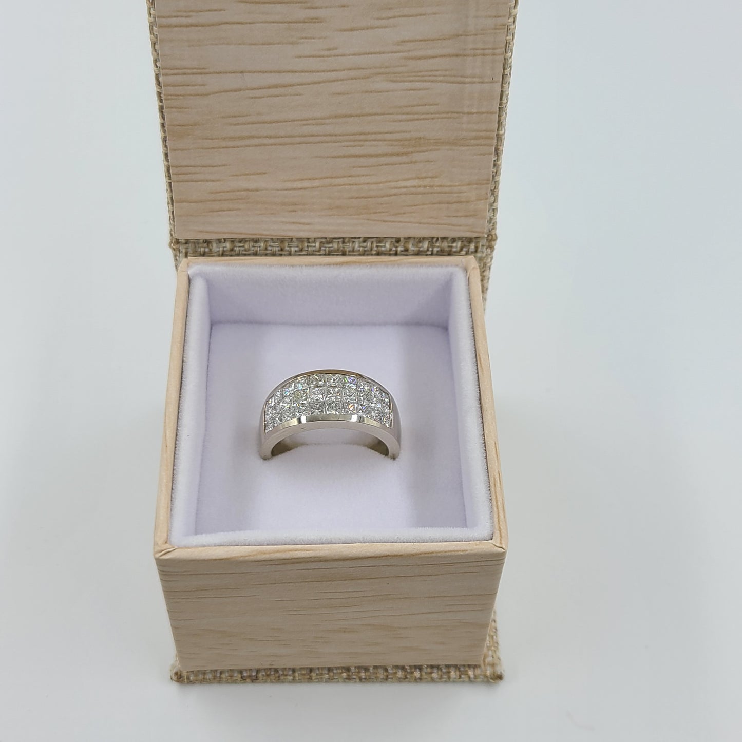 3 Row Invisible Set Half 2.5ct Diamond Ring/Brilliant Diamond Anniversary Ring/Three Row Diamond Ring
