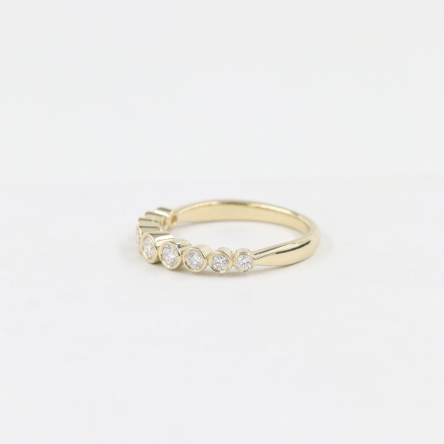 Half Diamond Bezel Ring/Half Eternity Diamonds Ring/Stackable Diamond Ring/Wedding Ring/Anniversary Gift/Minimalist Ring
