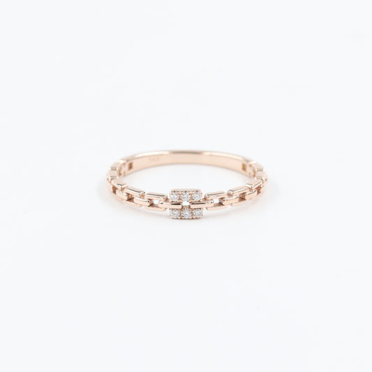 Diamond Chain Ring /Diamond Ring/ 14K Solid Gold Diamond Chain Shape Ring /Square Diamond Ring / Unique Ring /Minimalist Ring / Promise ring