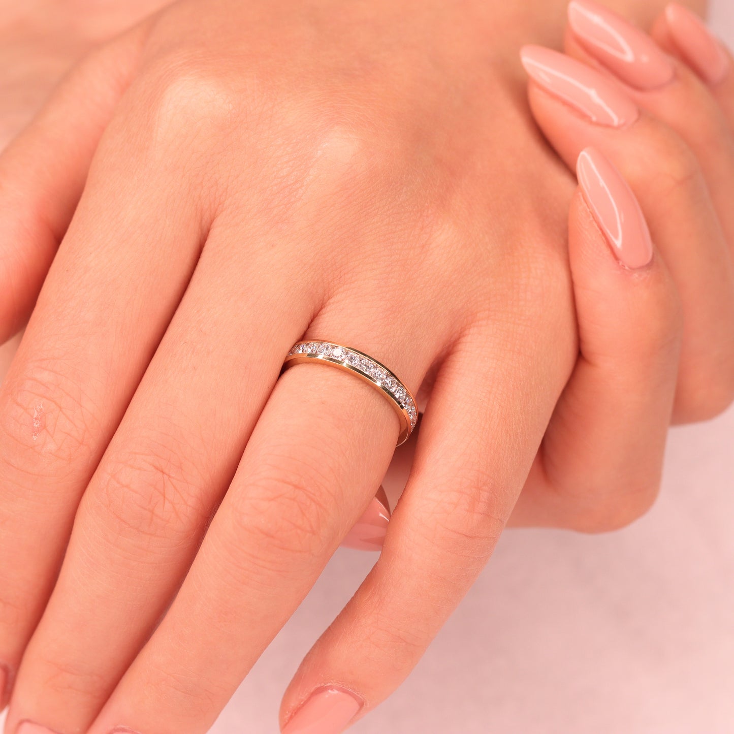 Diamond Wedding Band/14k gold Channel Set Diamond Ring/ Full Eternity Stackable Ring/Dainty Diamond Wedding Ring /Anniversary gif
