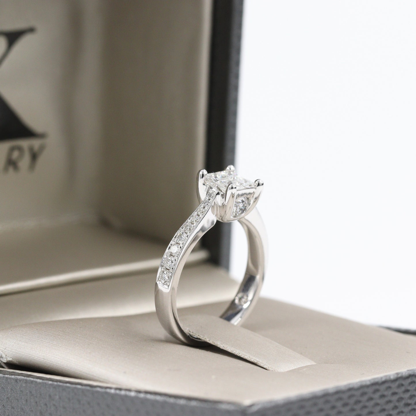 1ct Luxury Princess Cut Diamond Engagement Ring/ four Princess Cut Diamond Invisible Setting Ring/ 1ct Diamond Anniversary Ring