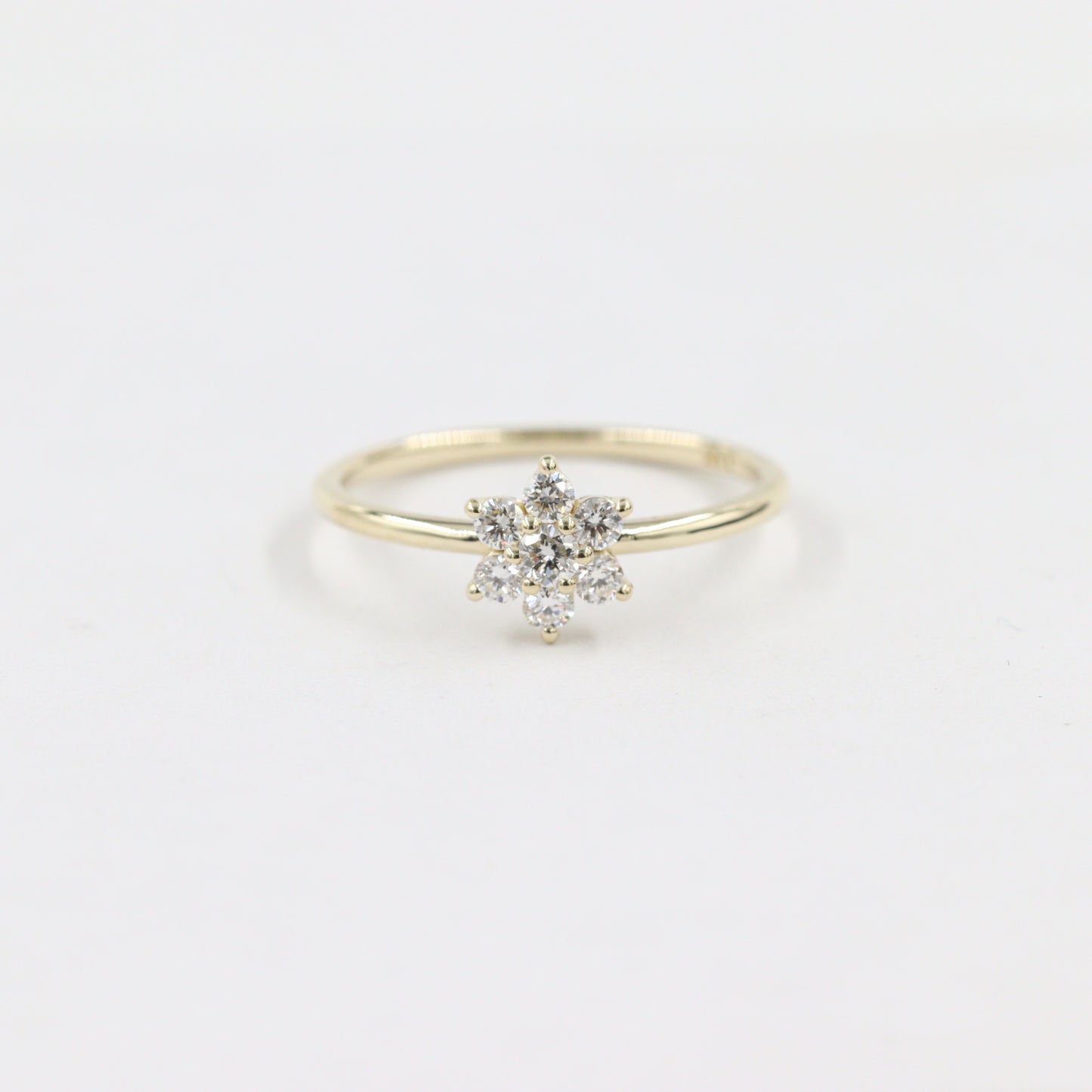 Flower Diamond 14K Rose Gold Engagement Ring /0.25ct Natural White Diamond / Dainty Ring / Unique Engagement Ring / Anniversary Ring