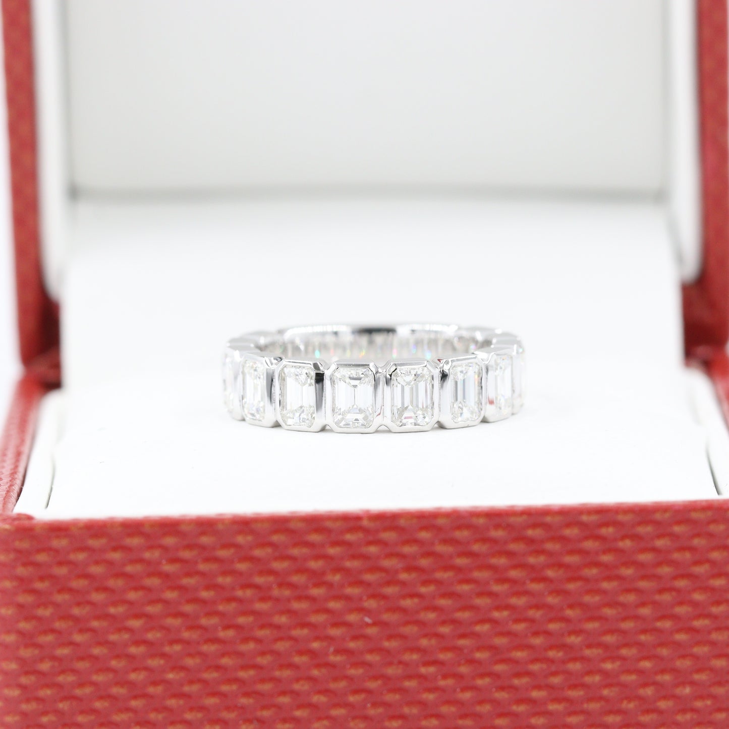 Bezel Setting Emerald Cut Diamond Band/2.4ct Emerald Cut Diamond Bezel set Wedding Band/Anniversary gift Ring/Stacking Band