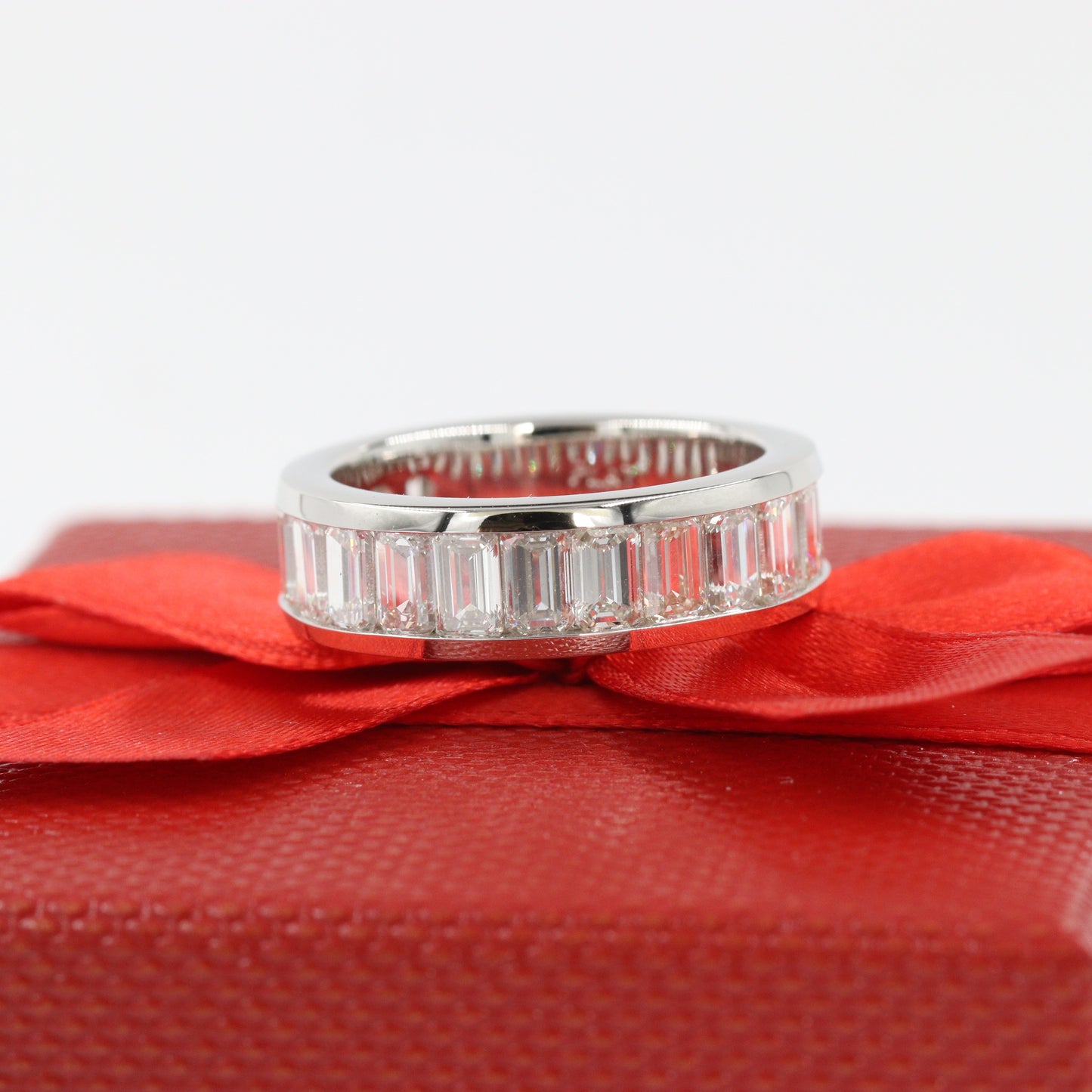 7ct Emerald Cut Diamond Wedding Band/ Channel Set Emerald Cut Diamond Eternity Wedding Ring/ Men and Women's Wedding Ring/ Anniversary gift